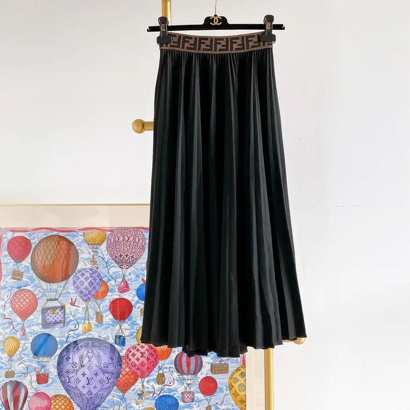 Fendi Fendi Black Cotton Midi Skirt for Women 0089 Size 23" - 1 Thumbnail