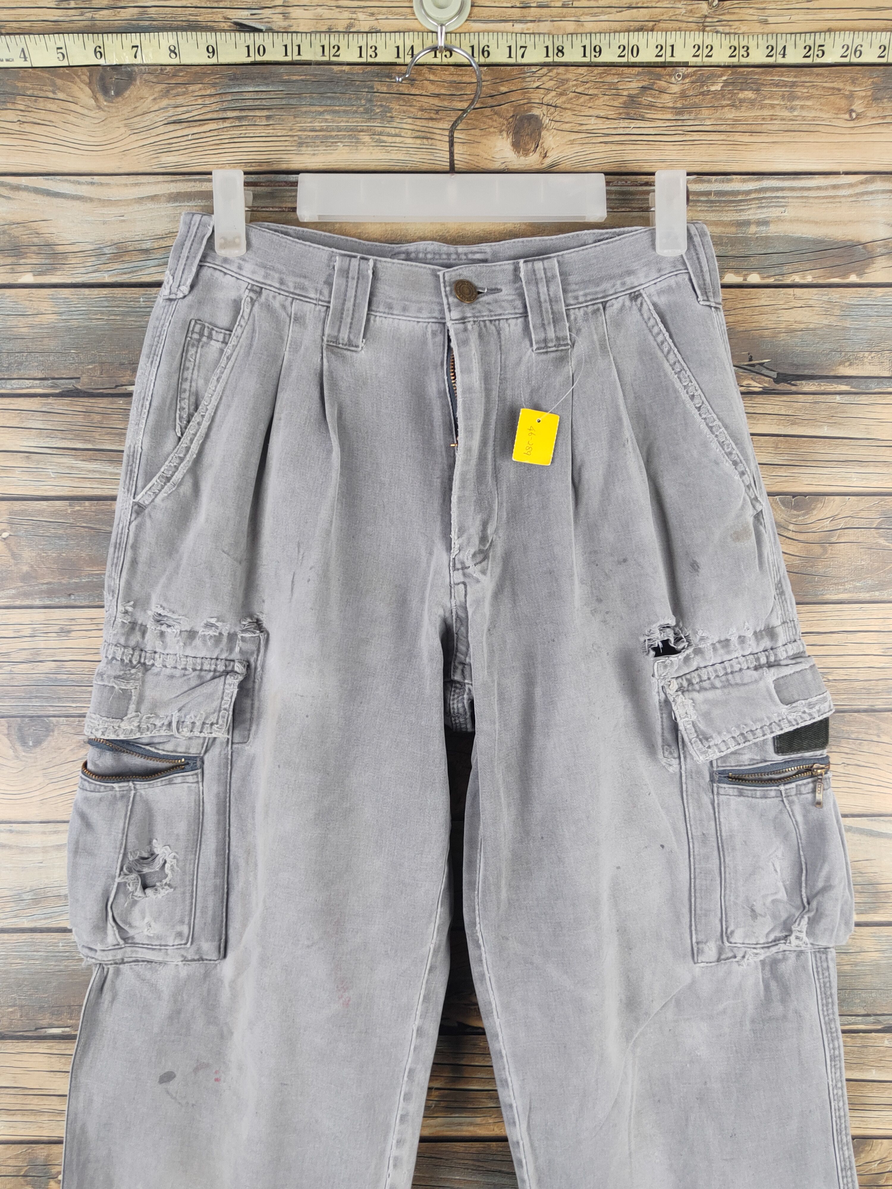 Japanese Brand DL Gran Cisco Gray Faded Multipocket Cargo Pants #46-289T Size US 27 - 2 Thumbnail