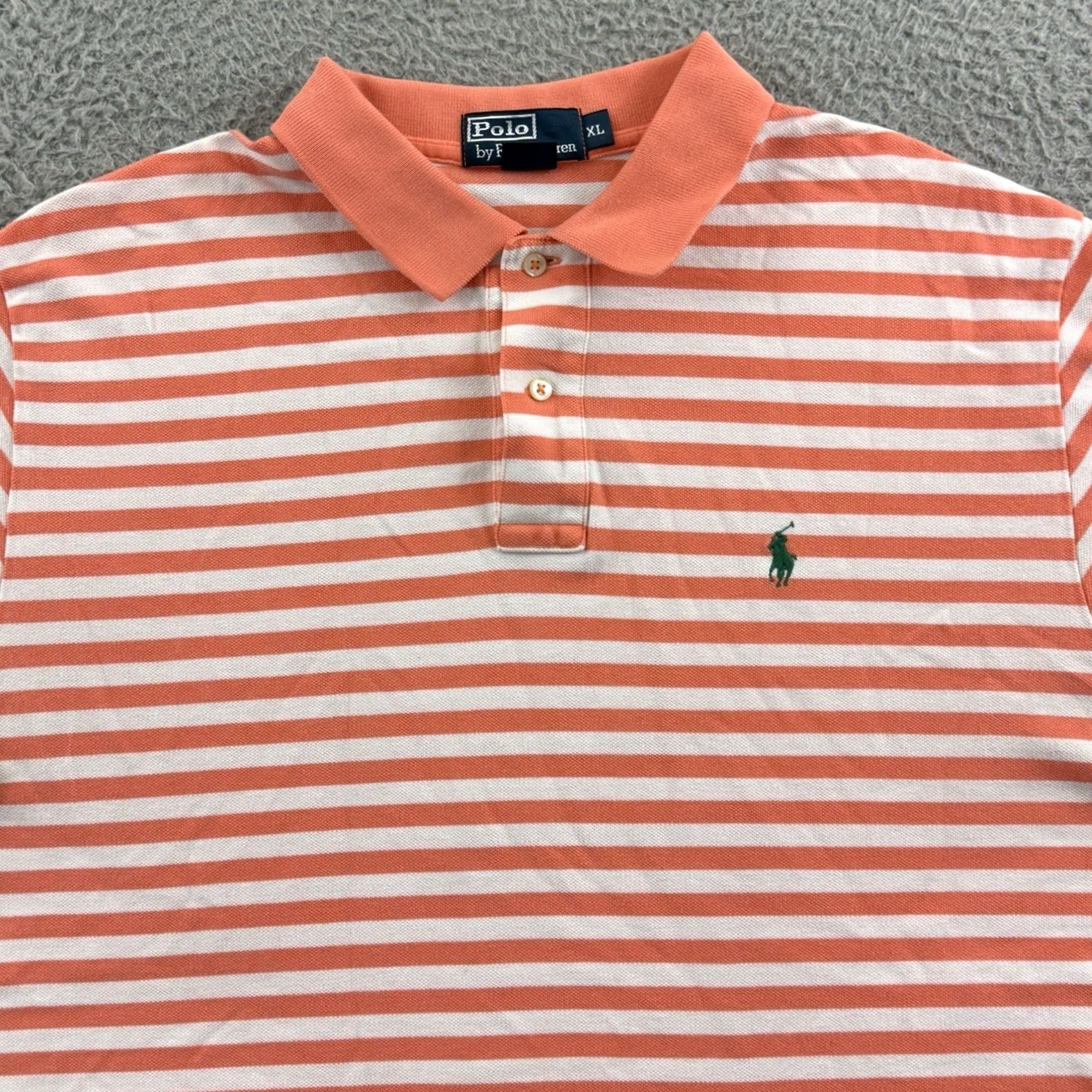 Polo Ralph Lauren Polo Ralph Lauren Shirt XL Orange Striped Polo Mens Short Sleeve Ribbed Knit Pocket Logo Preppy Classic Rugby Golf Size US XL / EU 56 / 4 - 3 Thumbnail