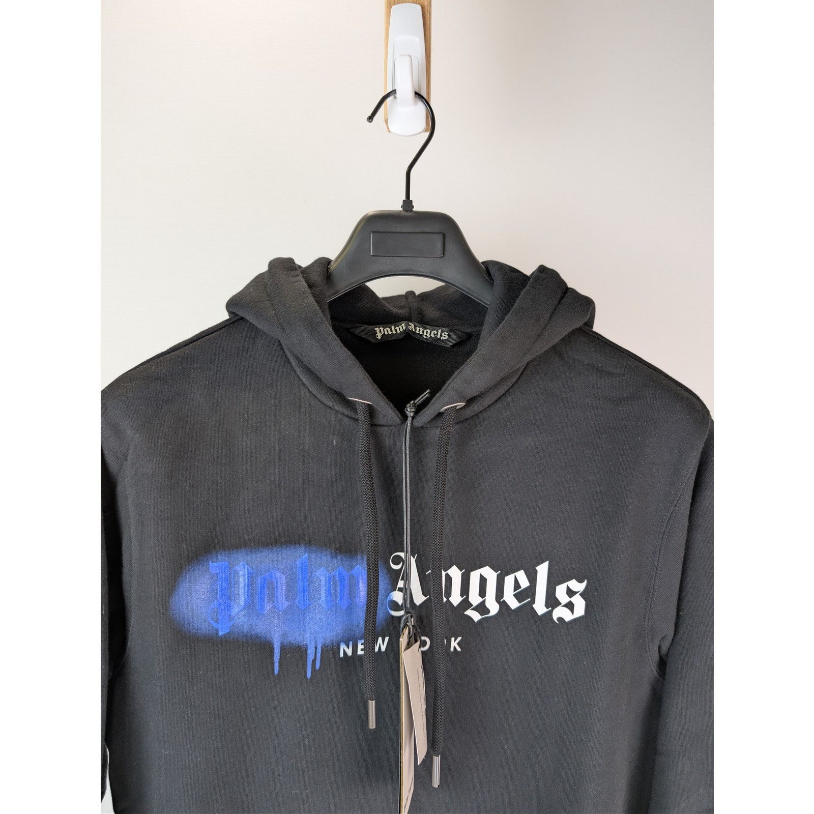 Palm Angels o1rshd1 New York Sprayed Logo Hoodie in Black / Blue Size US S / EU 44-46 / 1 - 7 Thumbnail