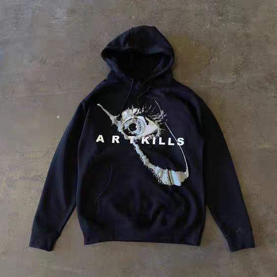 Japanese Brand × Vintage Black street retro eye print cotton hoodie Size US L / EU 52-54 / 3 - 1 Thumbnail