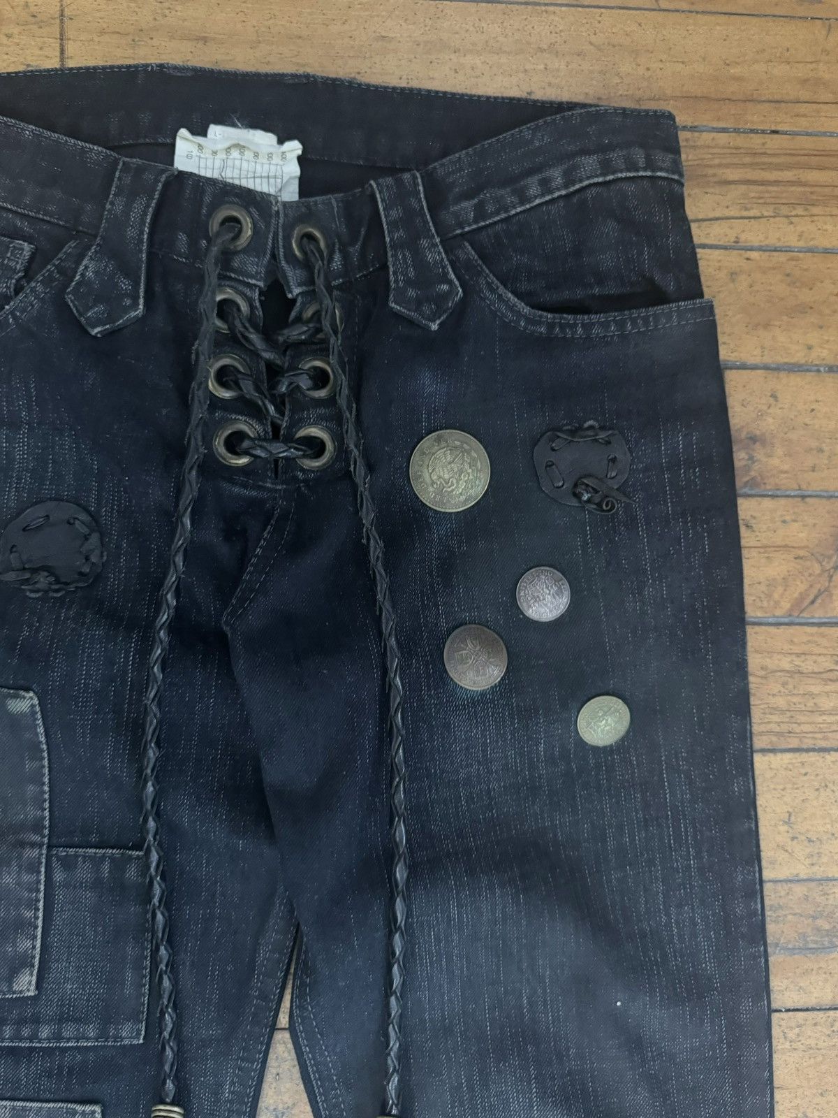 If Six Was Nine Veronica x Led Rechwe Pachacuti Guerilla Flare Lace Up Denim Size US 30 / EU 46 - 4 Thumbnail