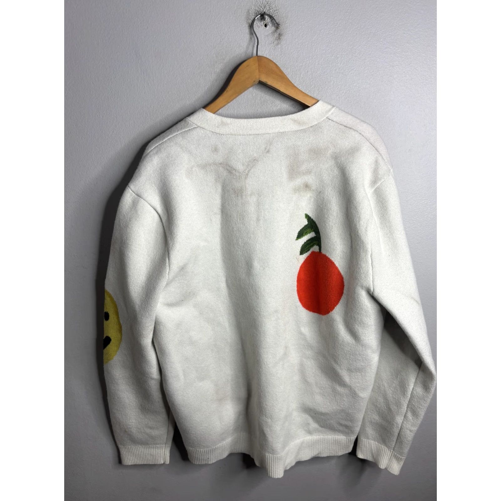 Vintage Coney Island Picnic Cardigan Sweater Mens Large White Graphic Frog Mushroom Size US L / EU 52-54 / 3 - 7 Thumbnail