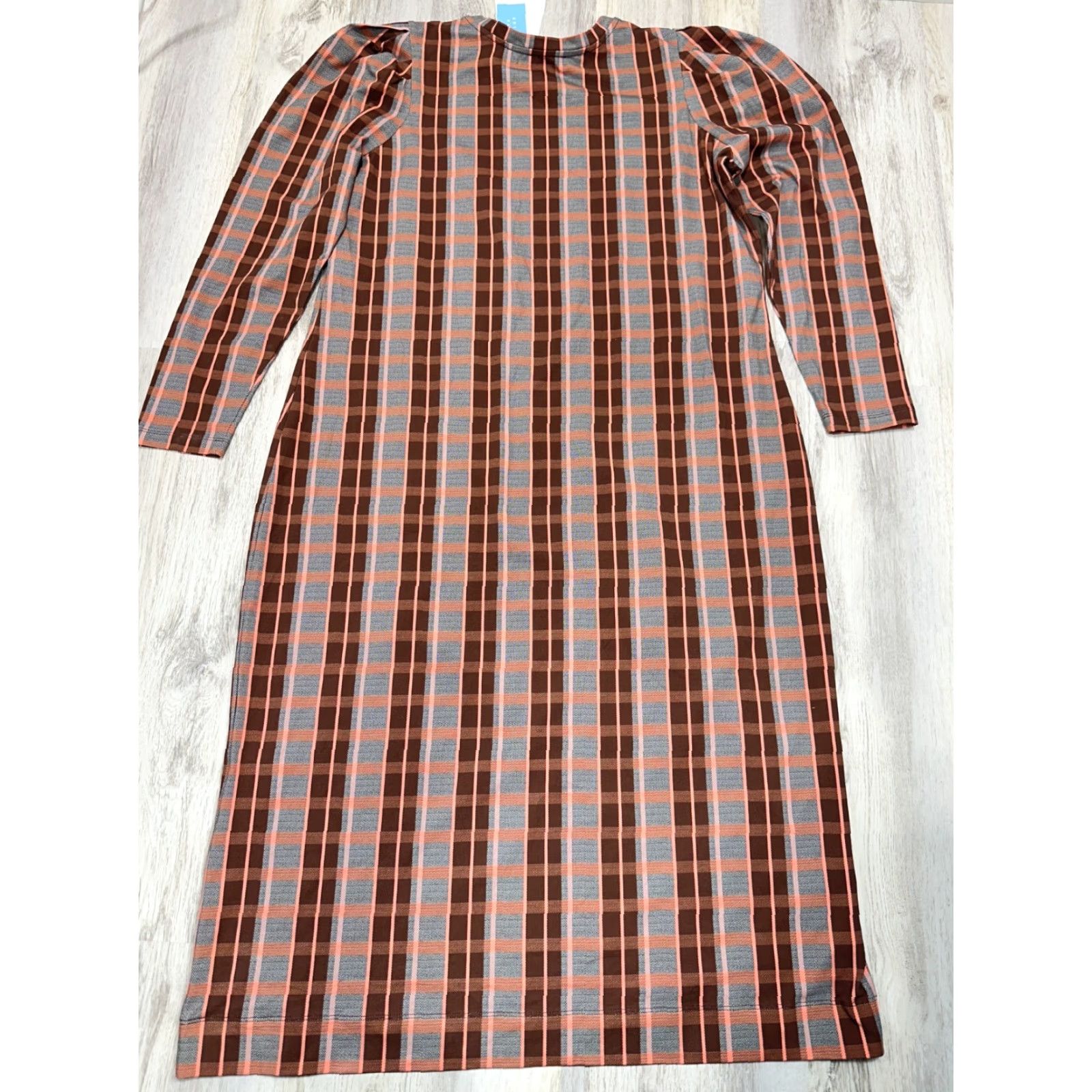 Tanya Taylor Tanya Taylor Designs Nancy Dress Gray Burgundy Plaid 1X NWT Organic Cotton Midi Dress Women Plus Jacket? Size XL / US 12-14 / IT 48-50 - 3 Thumbnail