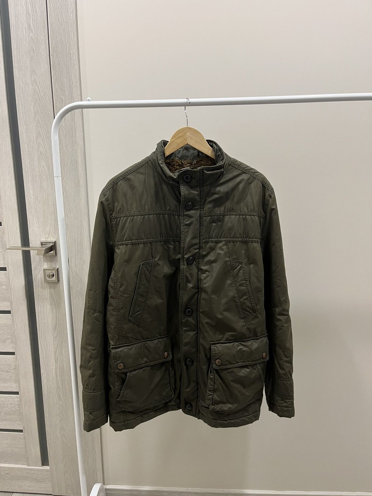 Leather Vintage Hugo Boss 90s Archive Military Jacket Leather Waxed Size US L / EU 52-54 / 3 - 1 Thumbnail