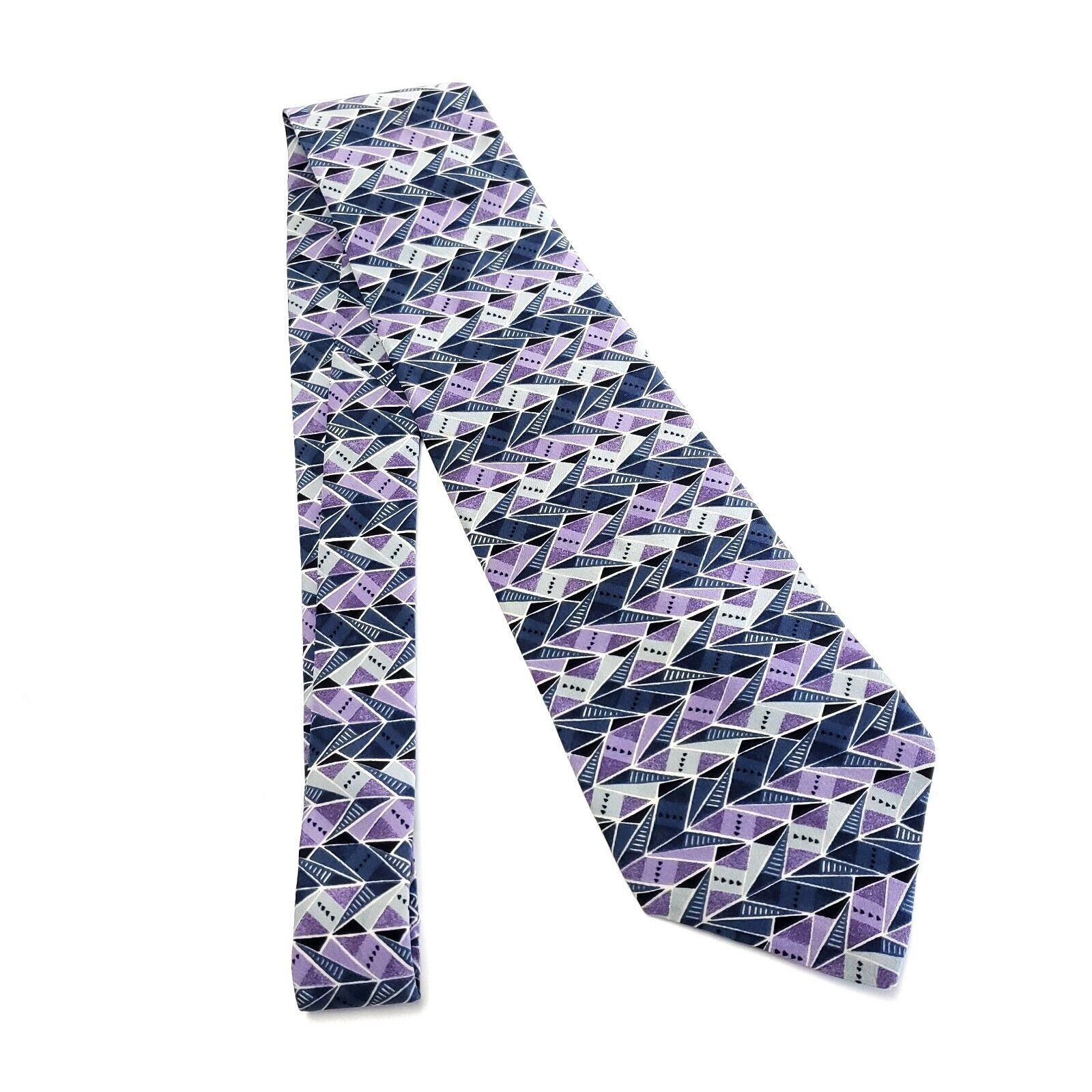 Vintage Zylos George Machado Gray Purple Abstract Short Wide Silk Ti Size ONE SIZE - 6 Thumbnail