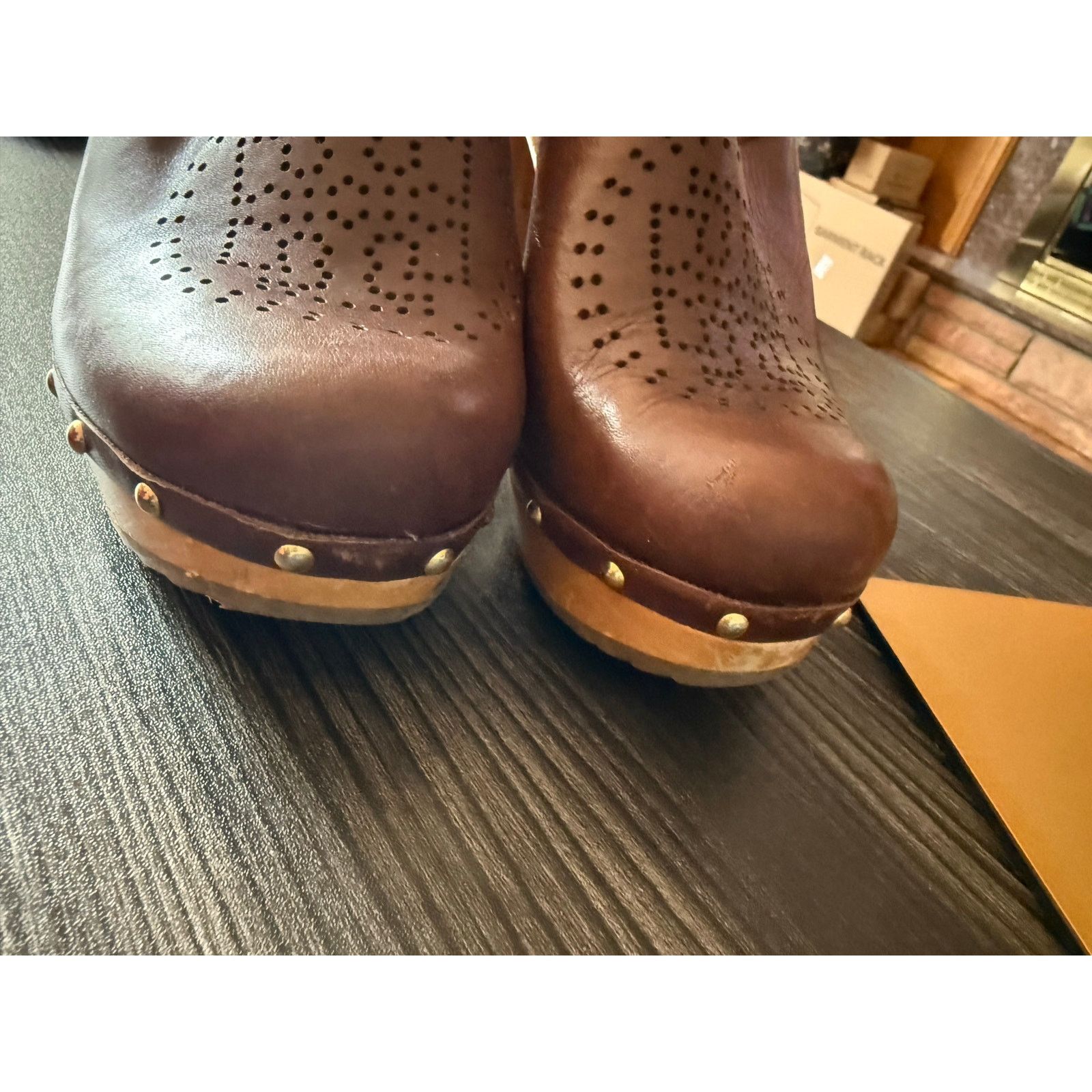 Tory Burch Tory Burch Brayden Leather Logo Slingback Wood Clog Sz. 7 Size US 7 / IT 37 - 6 Thumbnail