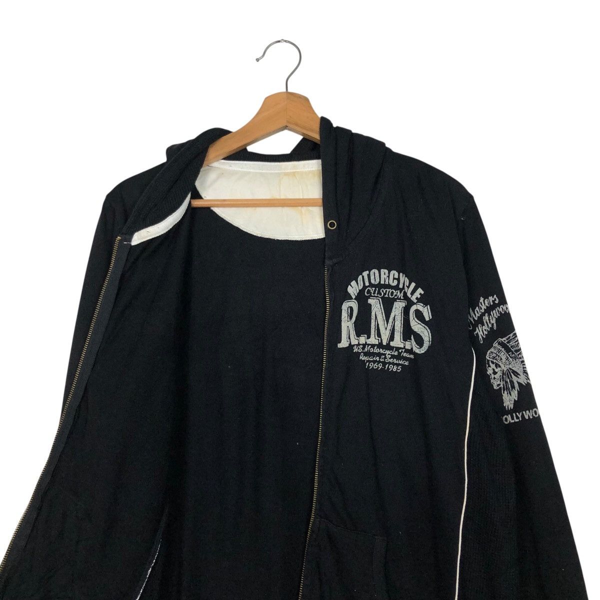 Japanese Brand Vintage R Spirit Motorcycle Graphic Zip Hoodie Black Size US L / EU 52-54 / 3 - 14 Thumbnail