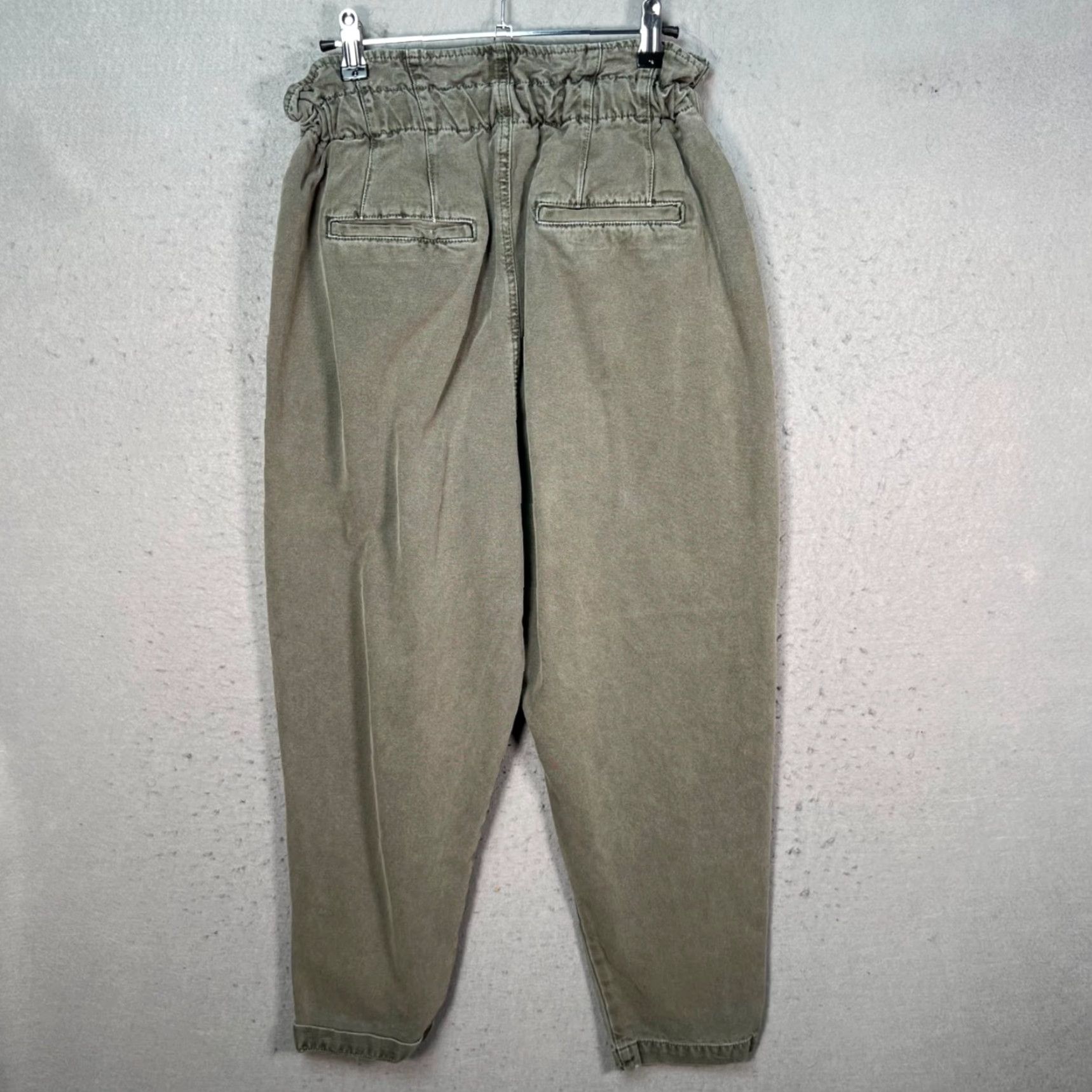 Free People Free People Womens Small High-Waisted Olive Green Paperbag Pants w/ Waist Tie Size 28" / US 6 / IT 42 - 2 Thumbnail