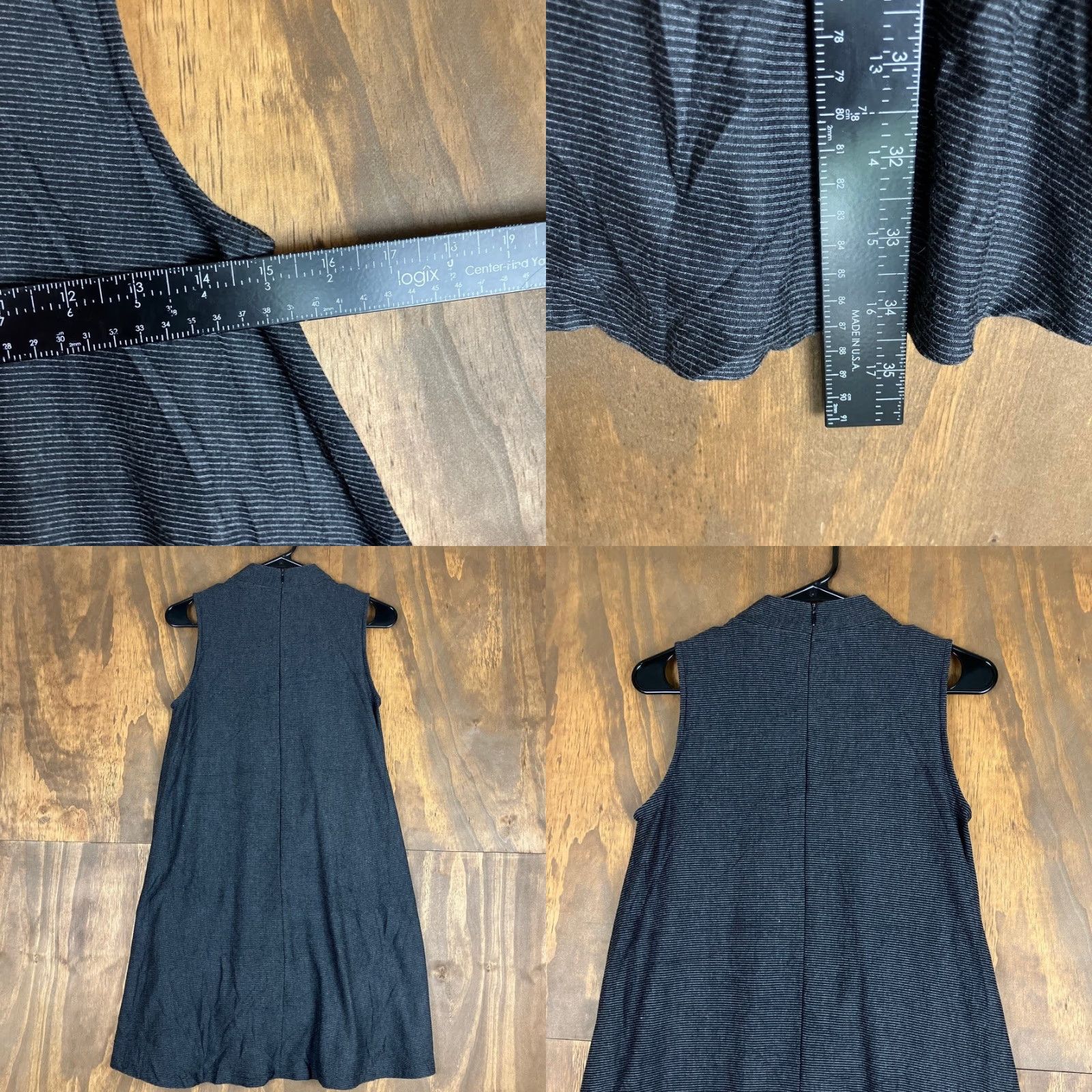 Vintage Artisan NY Womens Dress Gray White Striped High Neck Sleeveless Stretch Small - Shirt Dress - Casual Size S / US 4 / IT 40 - 8 Thumbnail