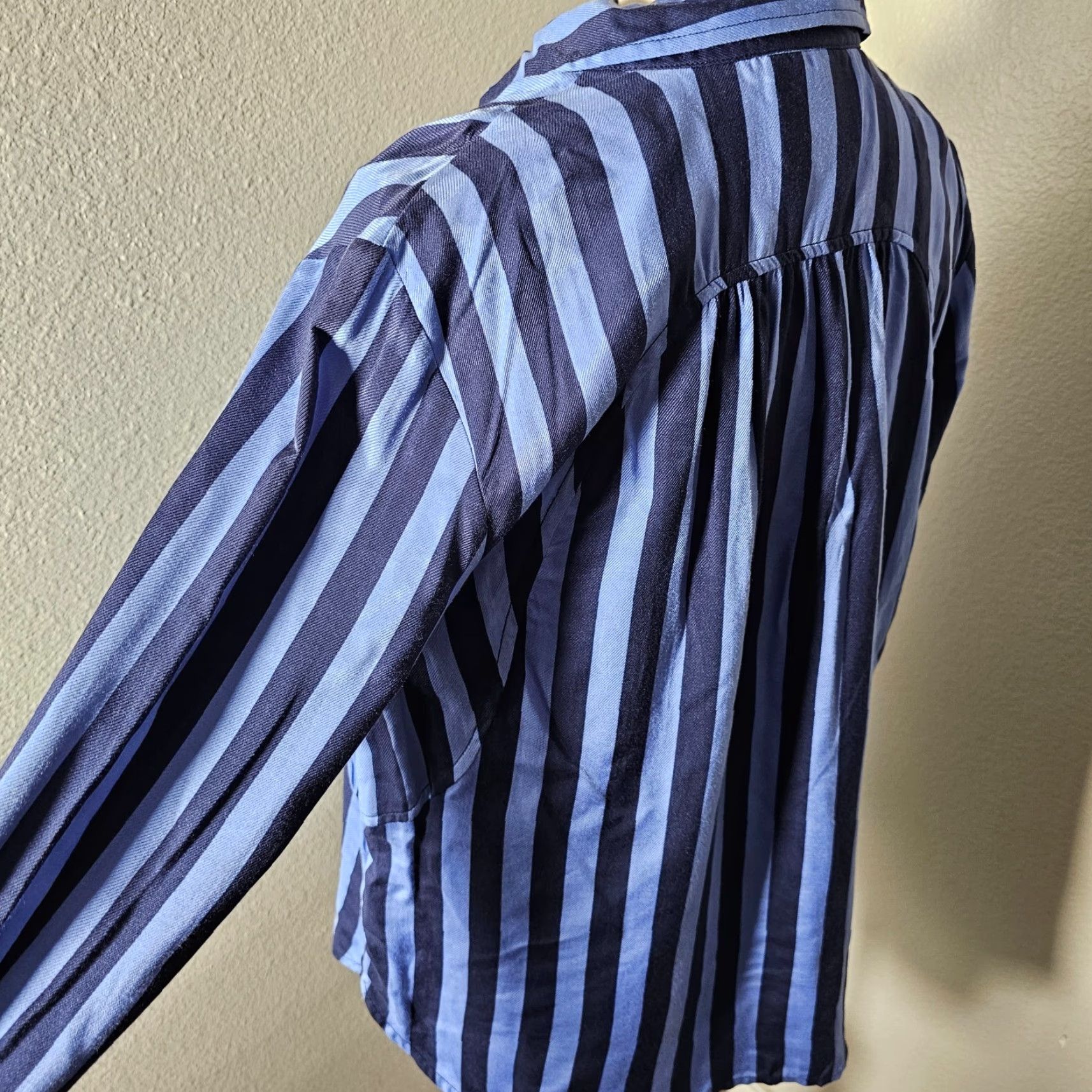 Vintage Maeve Button Blouse Striped Blue Casual Formal Shirt S Women Size S / US 4 / IT 40 - 3 Thumbnail