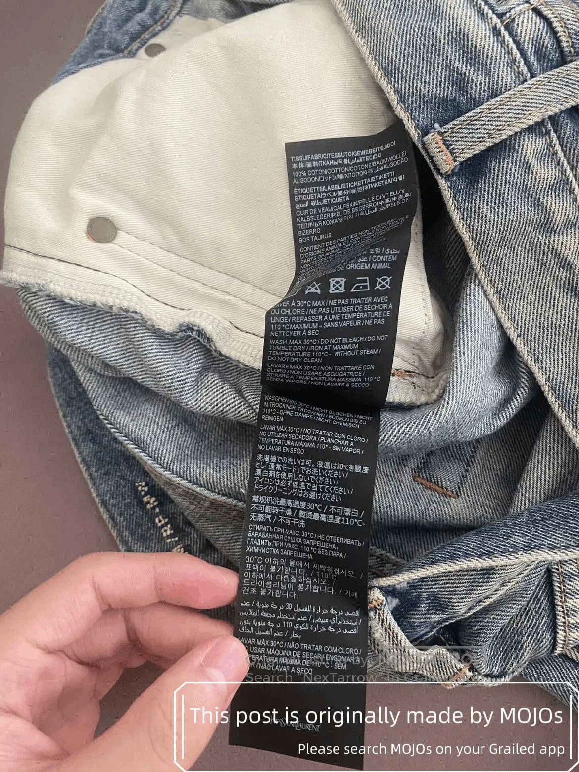 Saint Laurent Paris Sz 31 Saint Laurent Paris 22AW Heavy Washed Denim mojos1831 Size US 31 - 4 Thumbnail