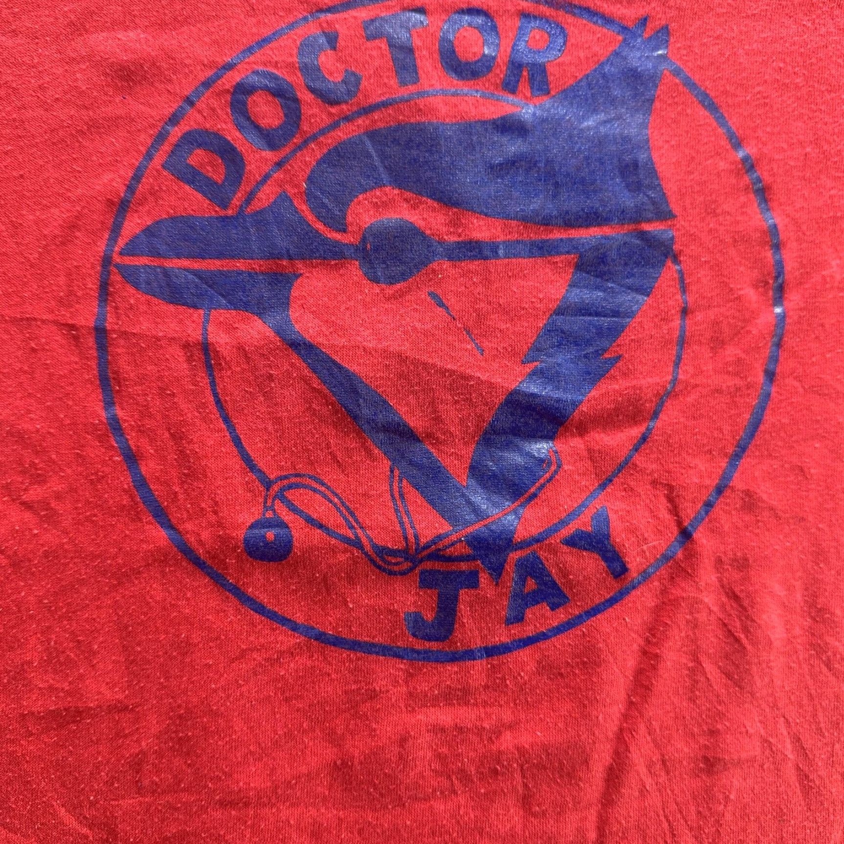 Jerzees VINTAGE Doctor Jay Shirt Jerzees Made USA Mens Large Red Blue Bird Graphic 80s Size US M / EU 48-50 / 2 - 6 Thumbnail