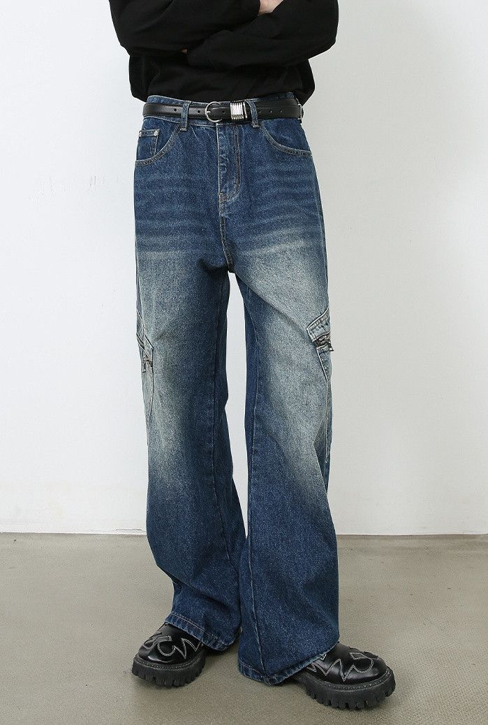 Japanese Brand × Jean Loose straight wide-leg custom pocket work jeans Size US 32 / EU 48 - 2 Thumbnail