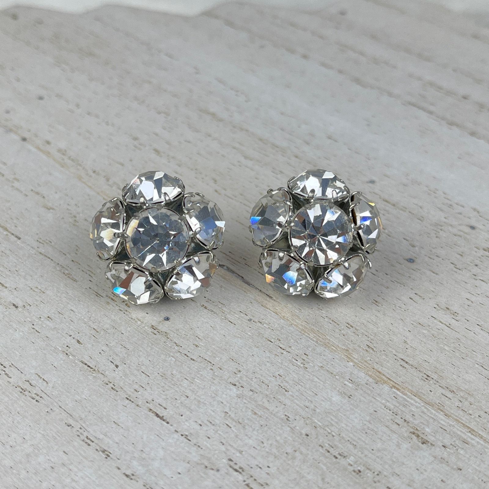 Vintage VTG 80’s CC Courtenay Crystal Star Ball Earrings Rhinestone Size ONE SIZE - 1 Thumbnail