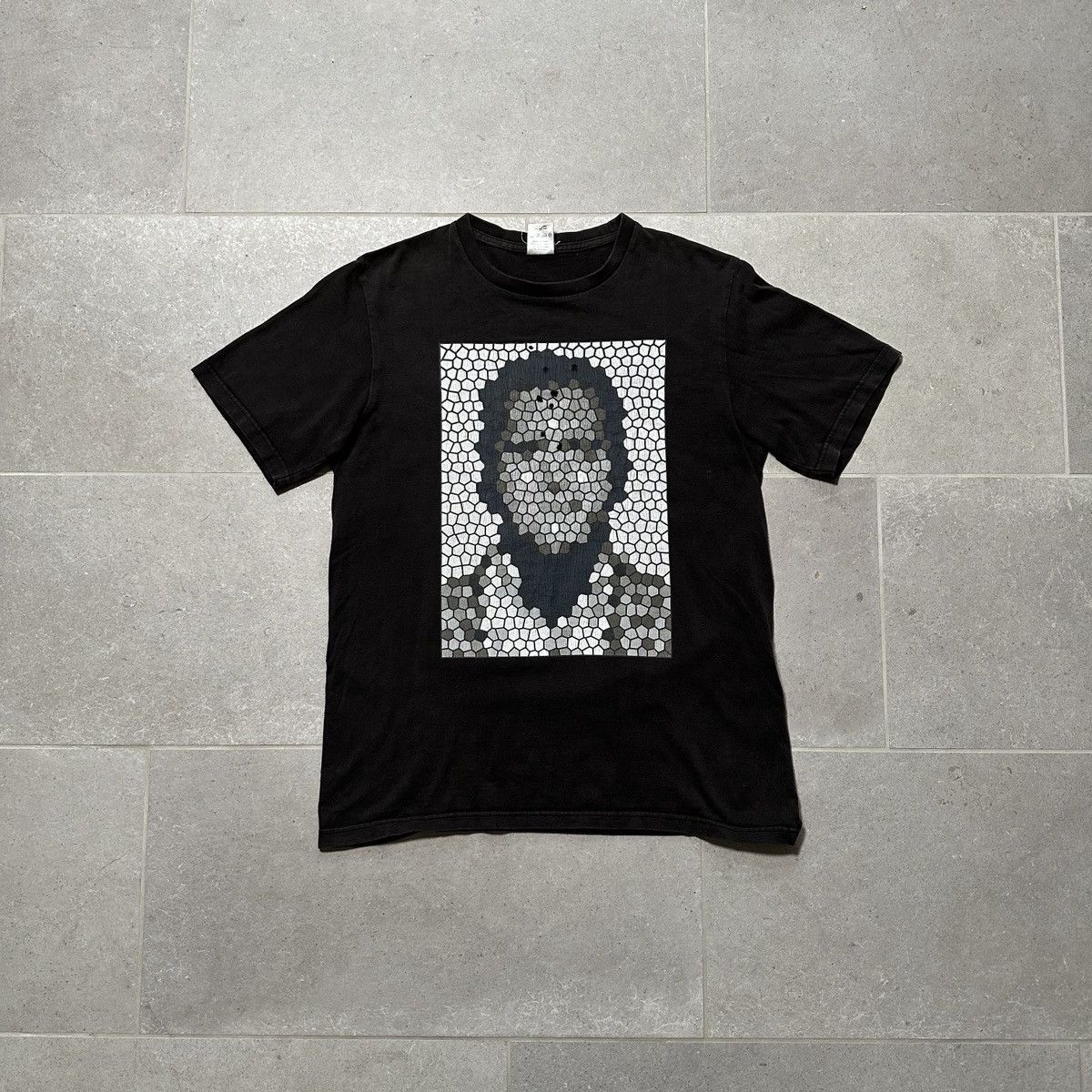 image of Number N Ine Number (N)Ine 2001 Mosaic Portrait T-Shirt in Washed Black, Men's (Size XL)