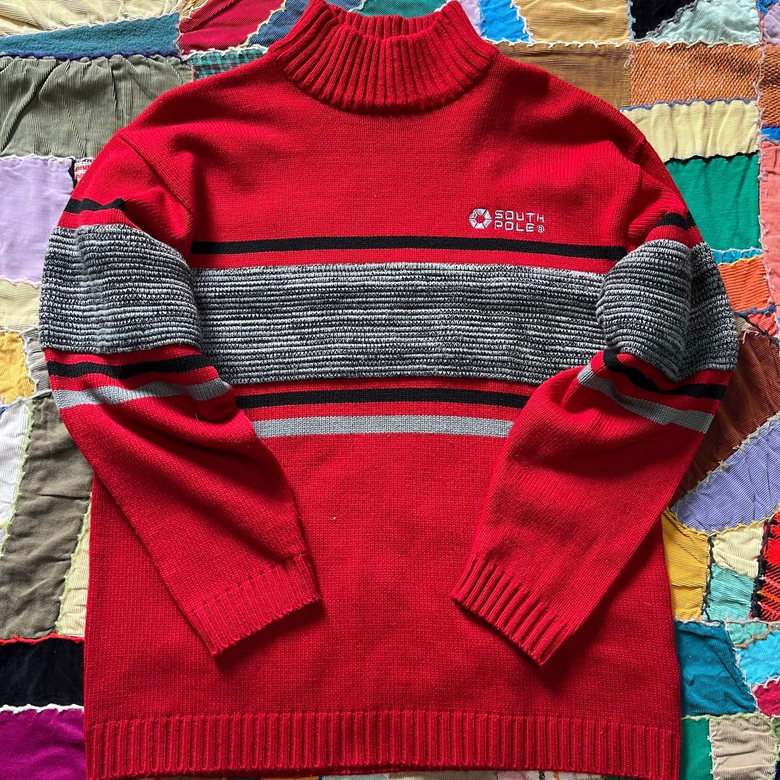 Southpole Y2K Southpole Red w/ Grey Mock Neck Sweater Large Size US L / EU 52-54 / 3 - 1 Thumbnail