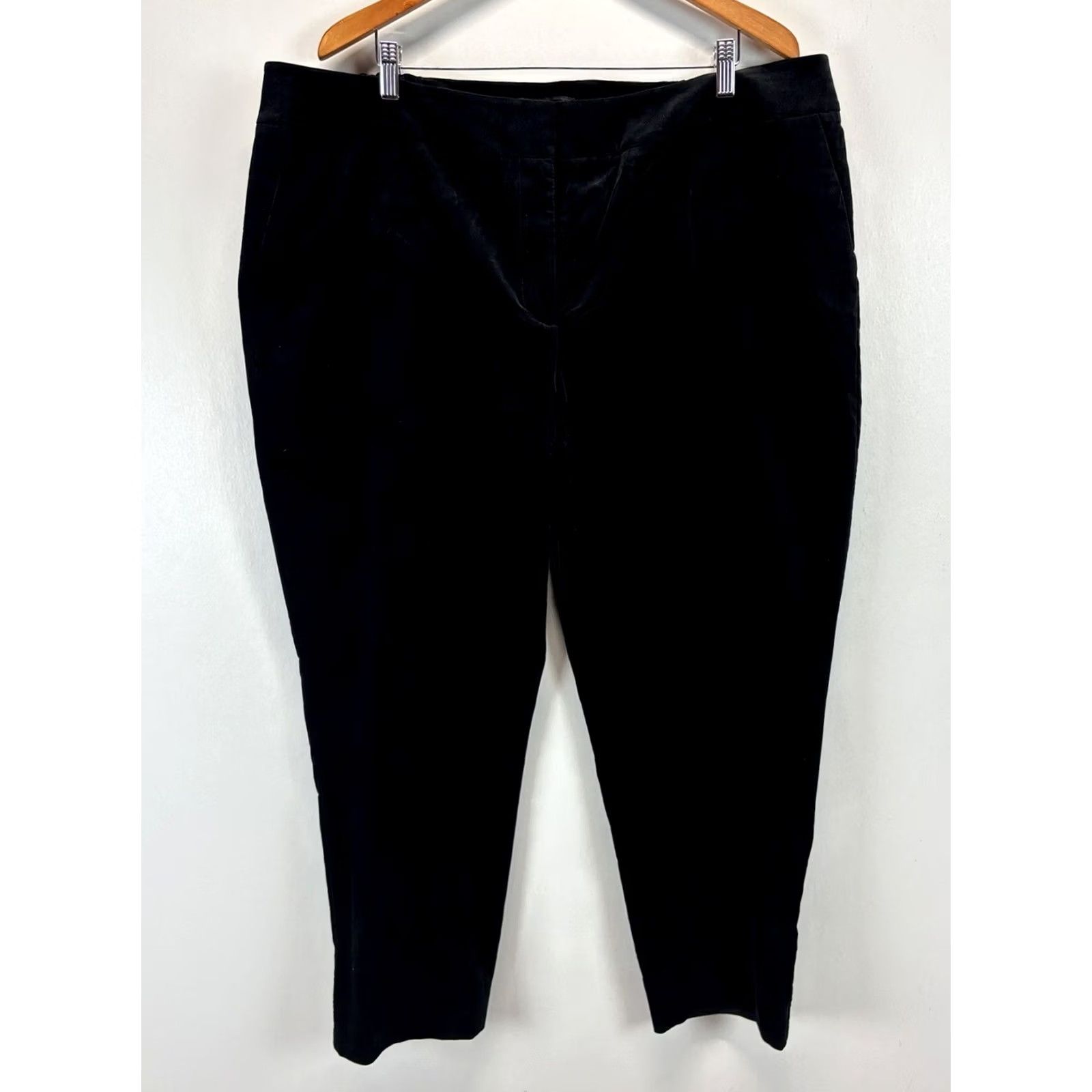Talbots NEW! Talbots Hampshire Ankle Pants Womens 22W Plus Black Velvet Classic Holiday Size 40" / US 18 - 2 Thumbnail
