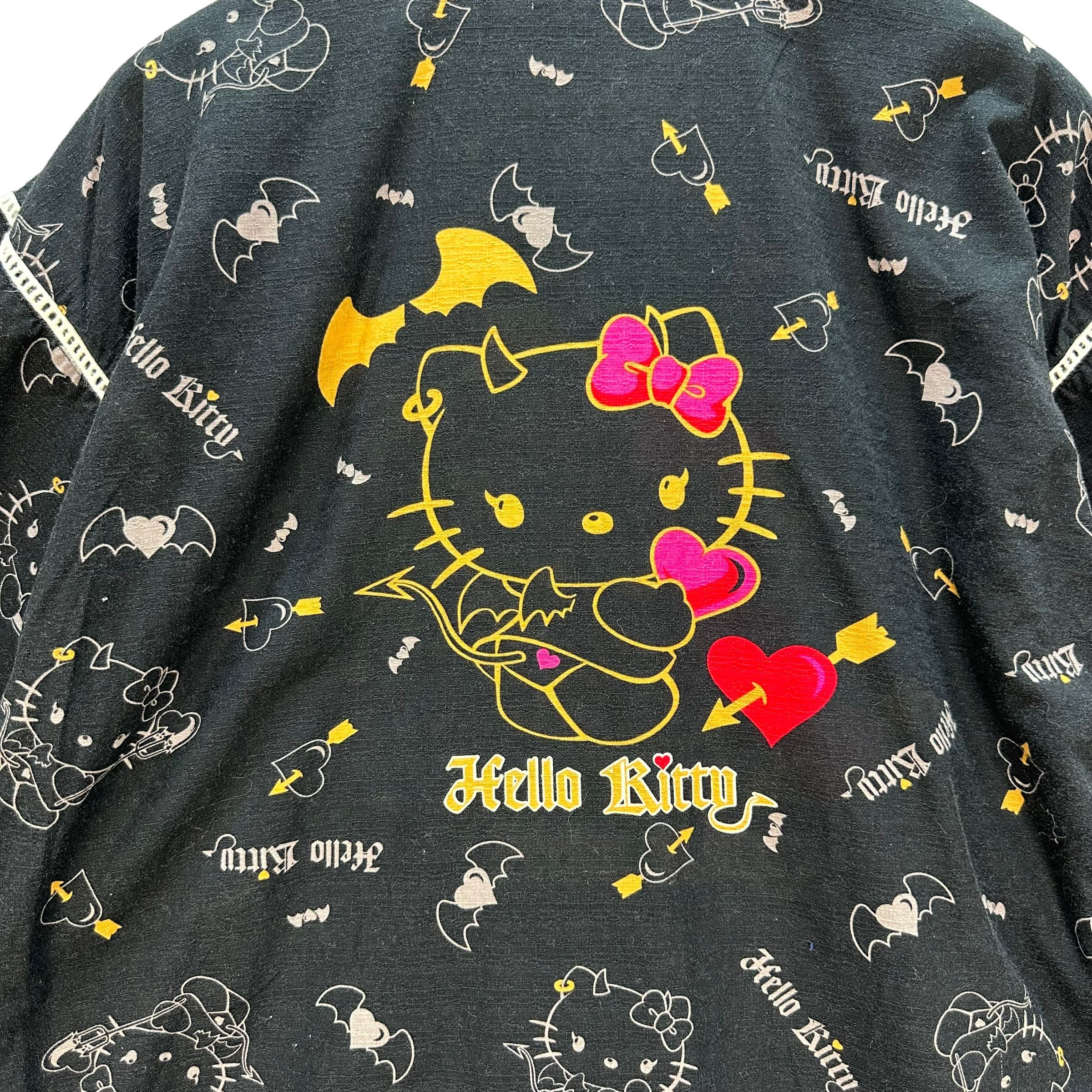 Japanese Brand HELLO KITTY BIG LOGO FULLPRINT BLACK KIMONO #8807-028 Size US M / EU 48-50 / 2 - 2 Thumbnail