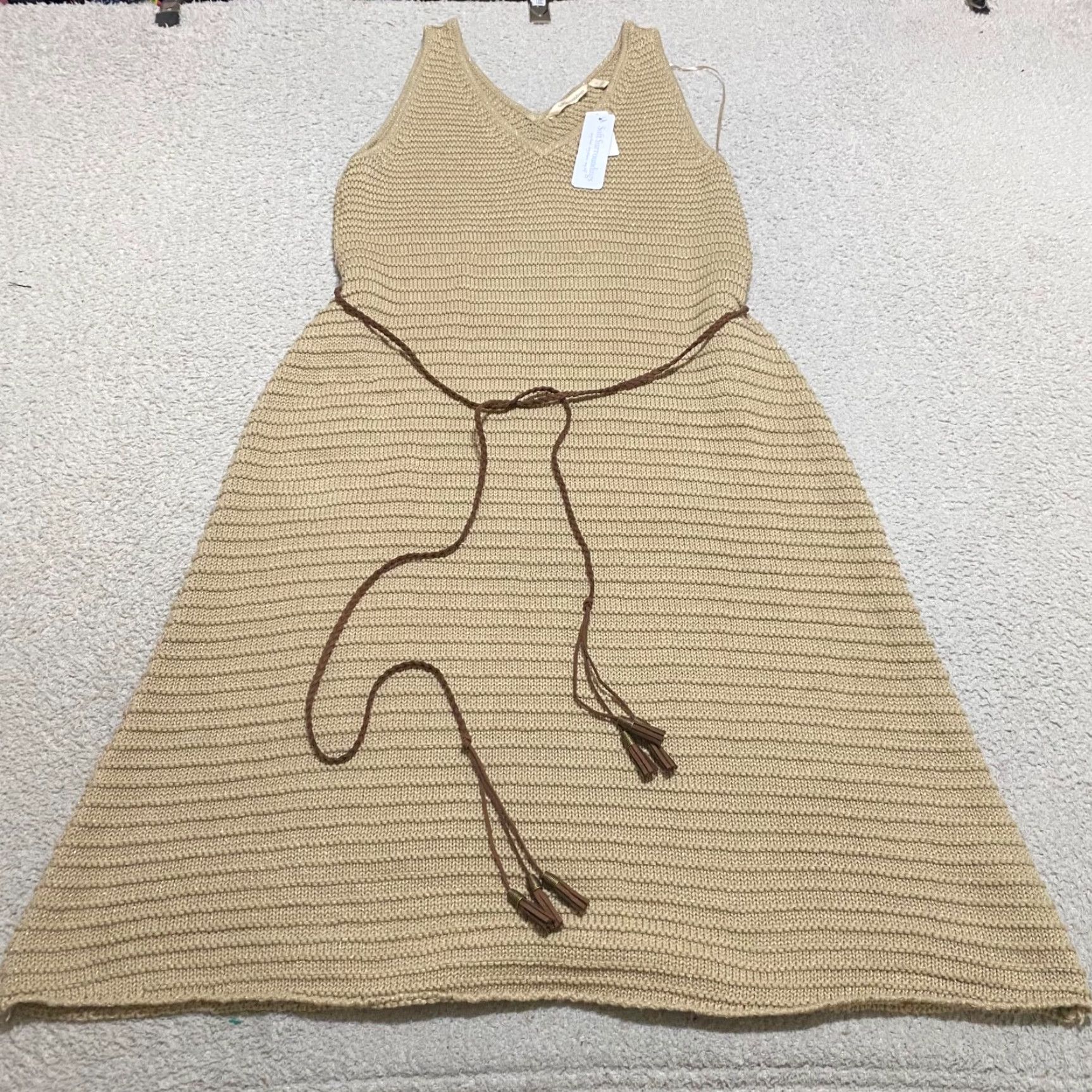 Soft Surroundings NWT Soft Surroundings Womens Large Dress Beige Lucera Knit Midi Tank Sweater New Size L / US 10 / IT 46 - 2 Thumbnail