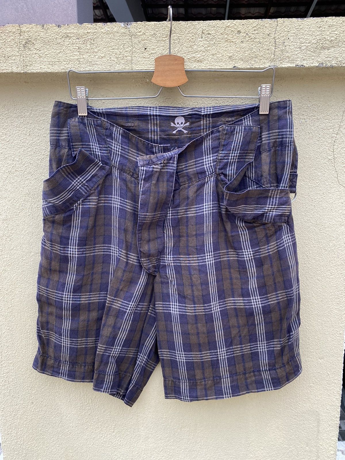 Vintage vintage blue tartan short Size US 32 / EU 48 - 1 Thumbnail