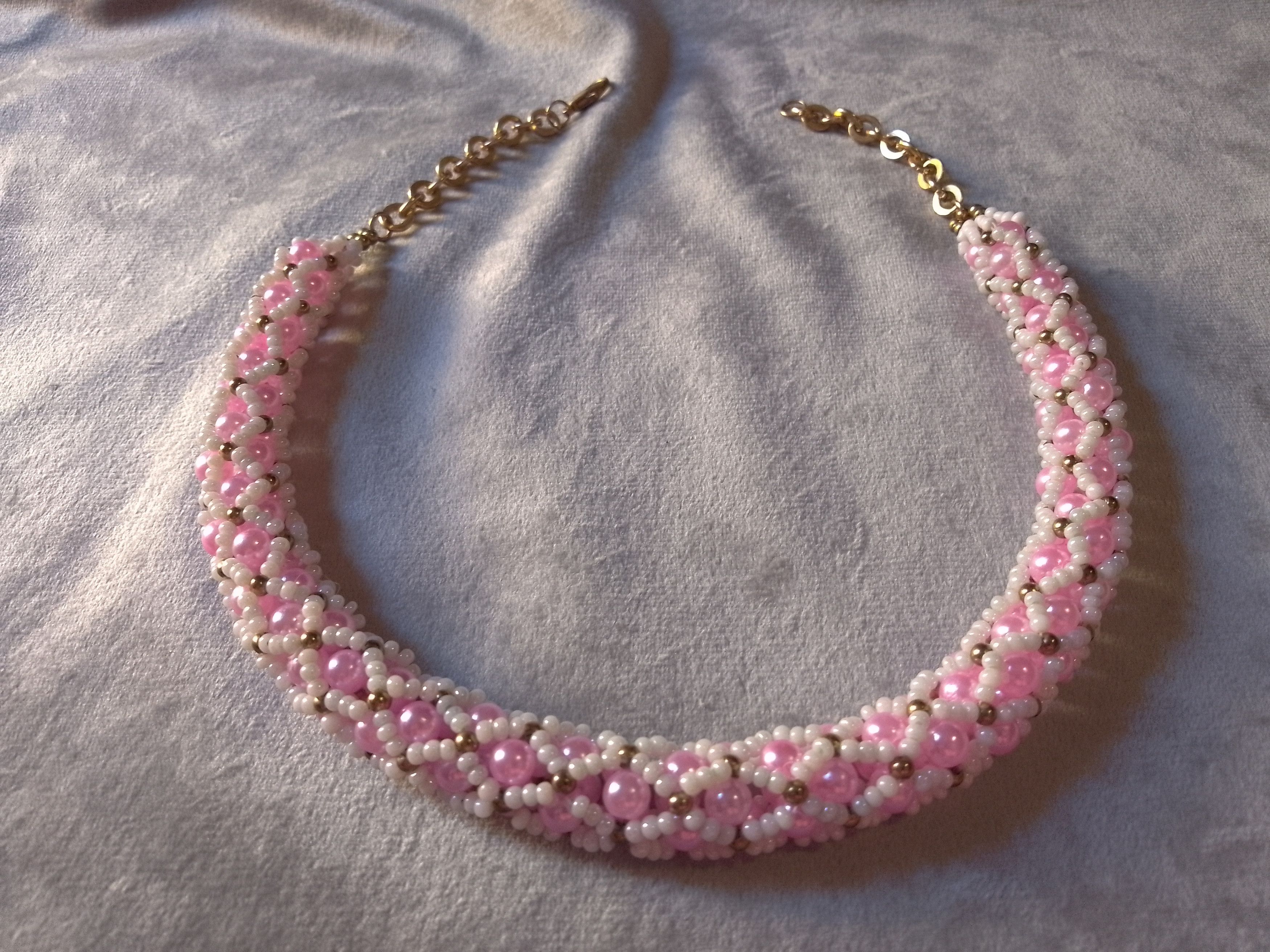 Handmade Necklace. Vintage style Pearls Pink Tubular Elegant Size ONE SIZE - 4 Thumbnail