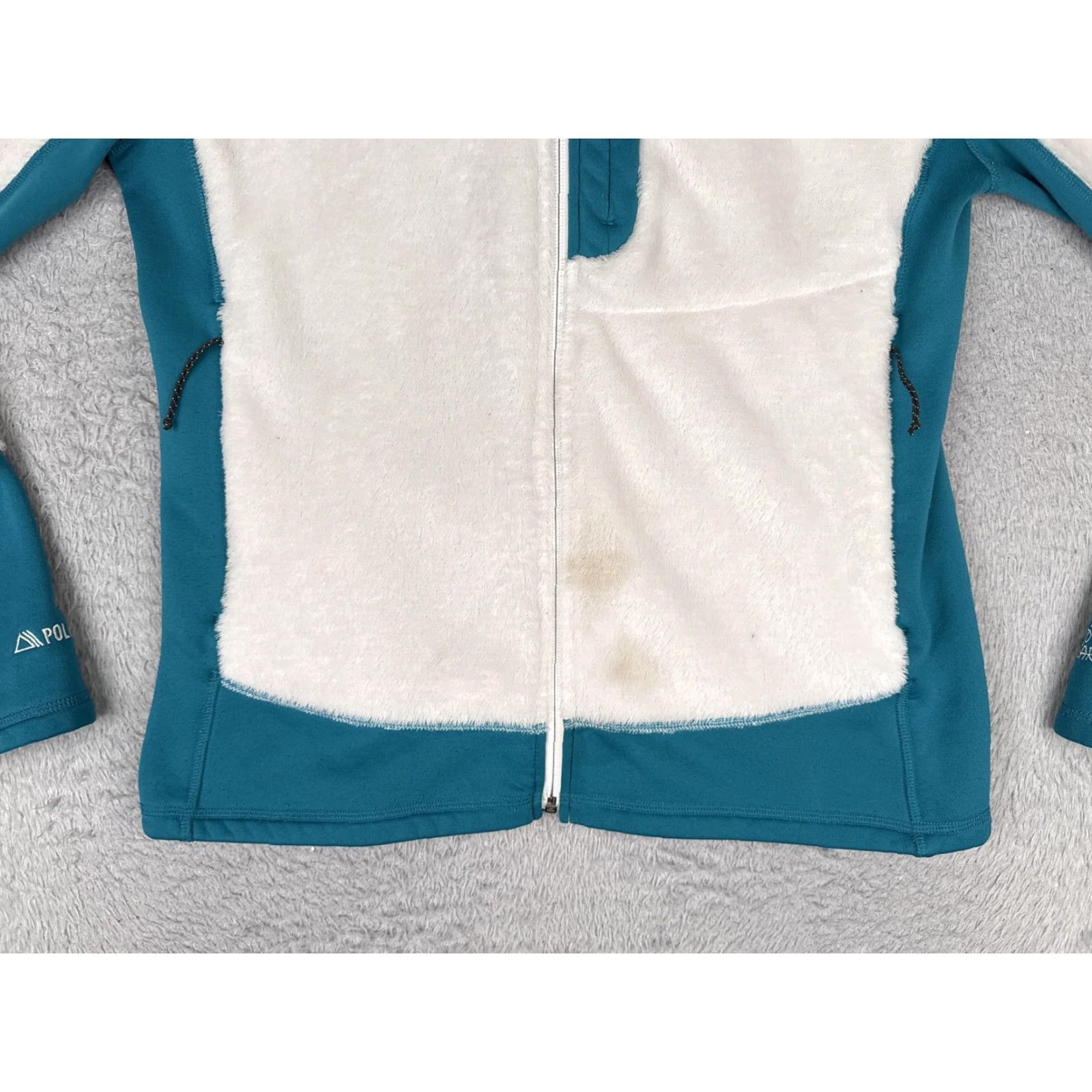 Mountain Hardwear Mountain Hardwear Jacket Womens XL White Teal Polartec Fleece Full Zip Hooded Size XL / US 12-14 / IT 48-50 - 5 Thumbnail