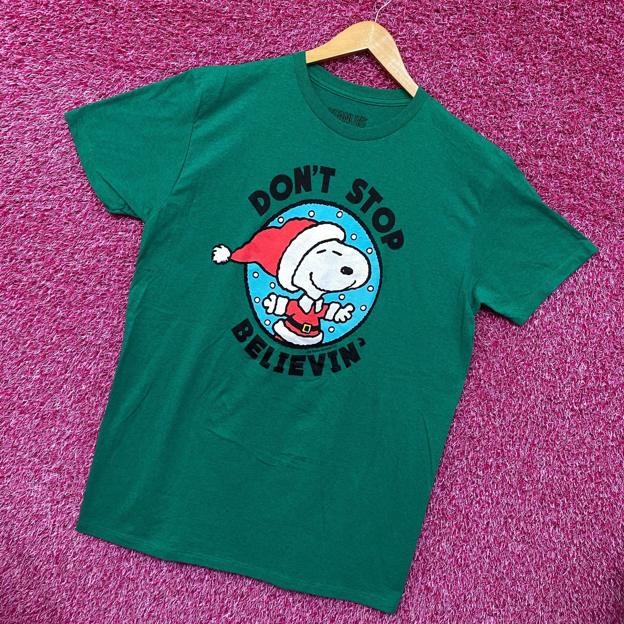 Peanuts Santa Snoopy Dont Stop Believin Peanuts Christmas Tee L Size US L / EU 52-54 / 3 - 3 Thumbnail