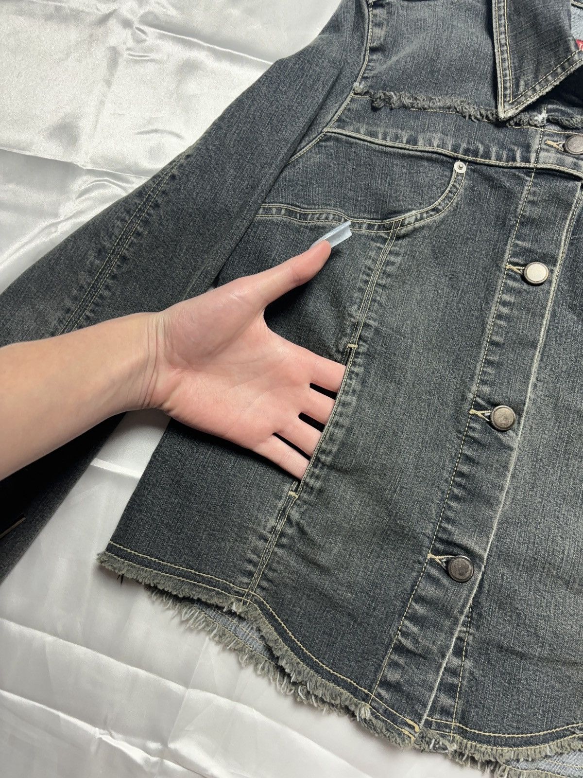 Japanese Brand × Vintage Washed denim lace up cropped vintage jacket Size S / US 4 / IT 40 - 6 Thumbnail