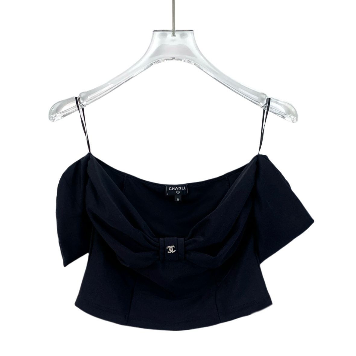 Chanel Chanel Black Off-Shoulder Camisole With Logo Bow Detail Size Size XS / US 0-2 / IT 36-38 - 1 Thumbnail