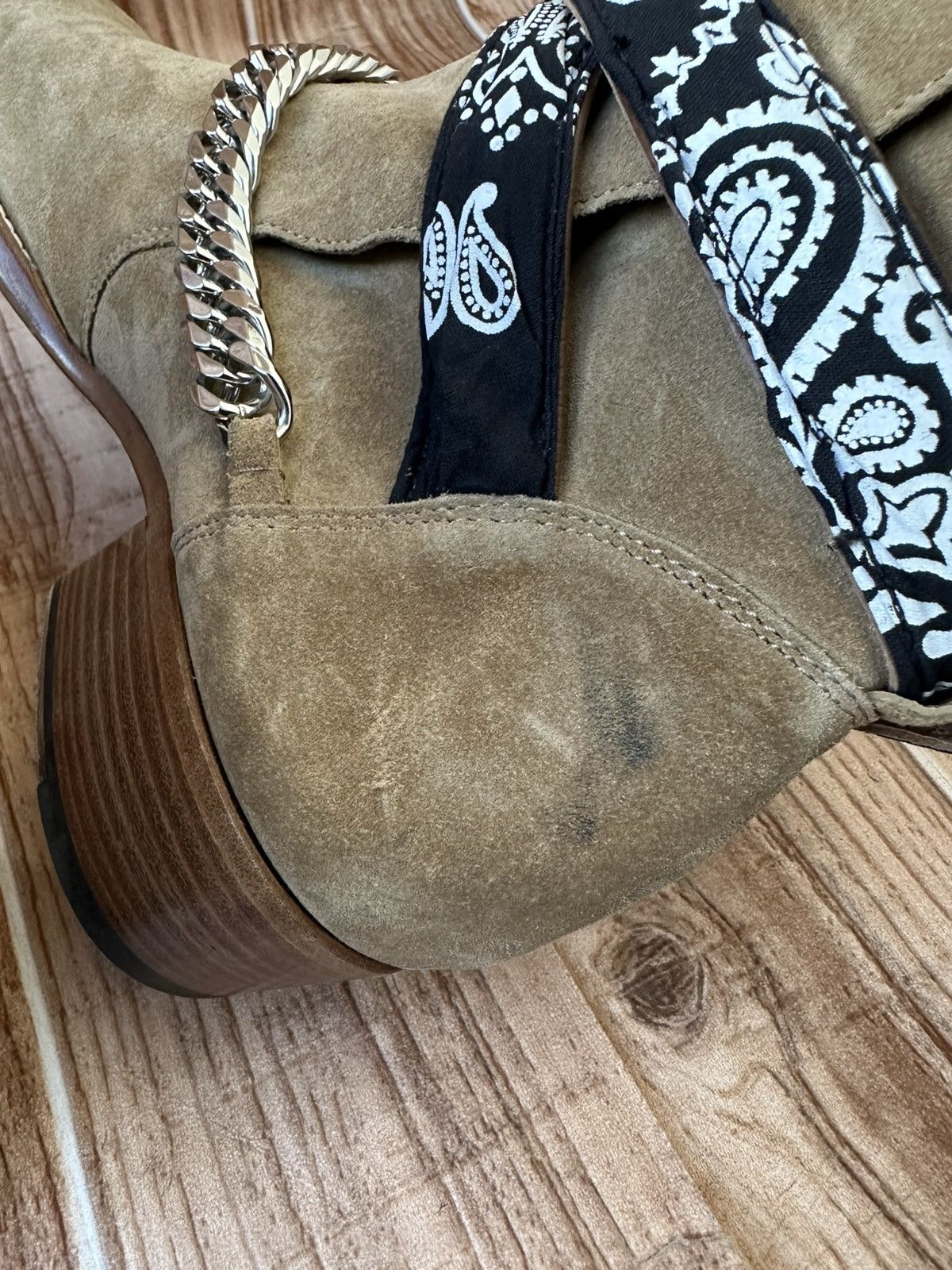 Amiri Amiri Bandana Buckle Chain Embellished Suede Western Boots Size US 11 / EU 44 - 15 Thumbnail