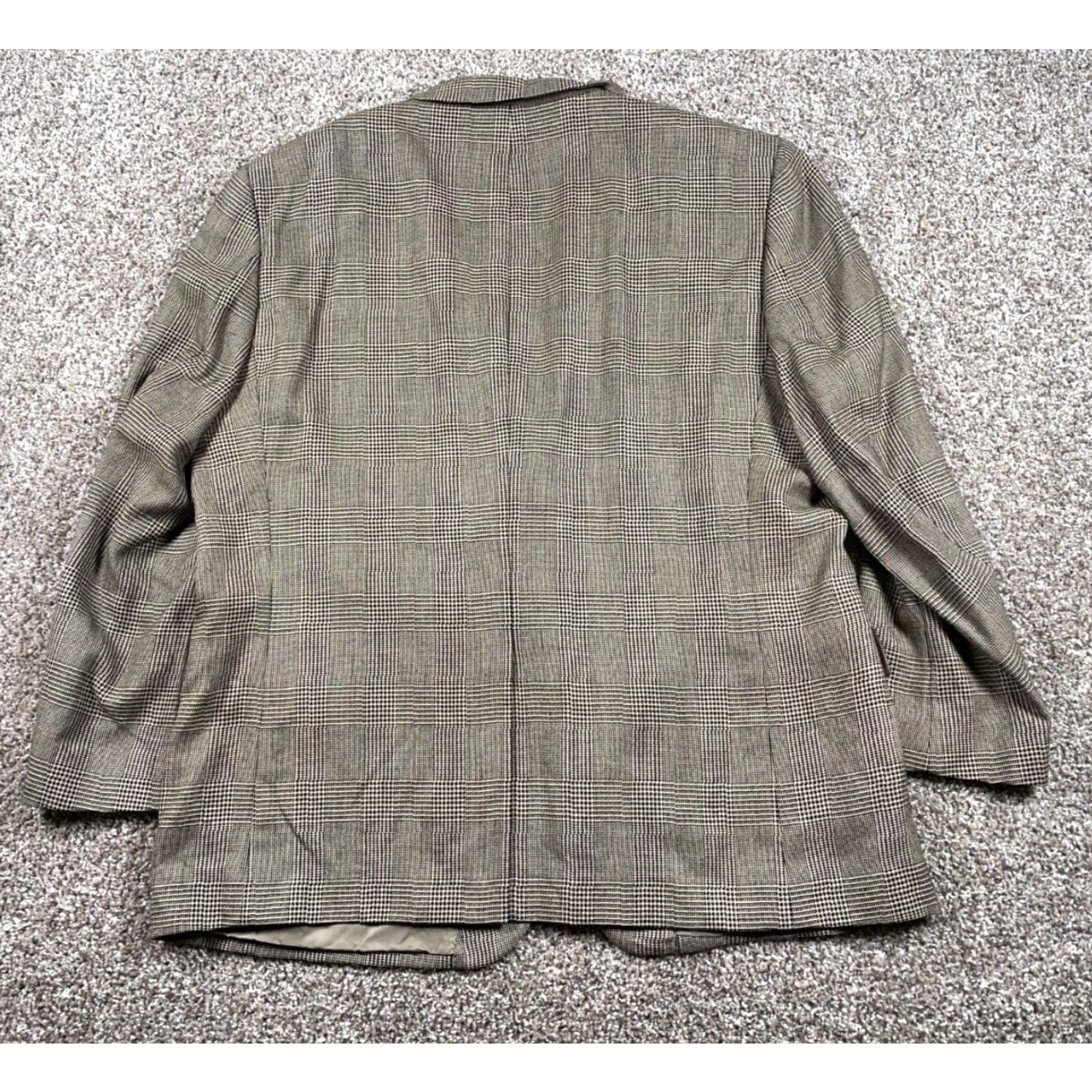 Jos. A. Bank Jos. A. Bank Wool Camel Hair Blazer Men's 50 Brown Glen Check 2-Button Jacket Size 50R - 3 Thumbnail