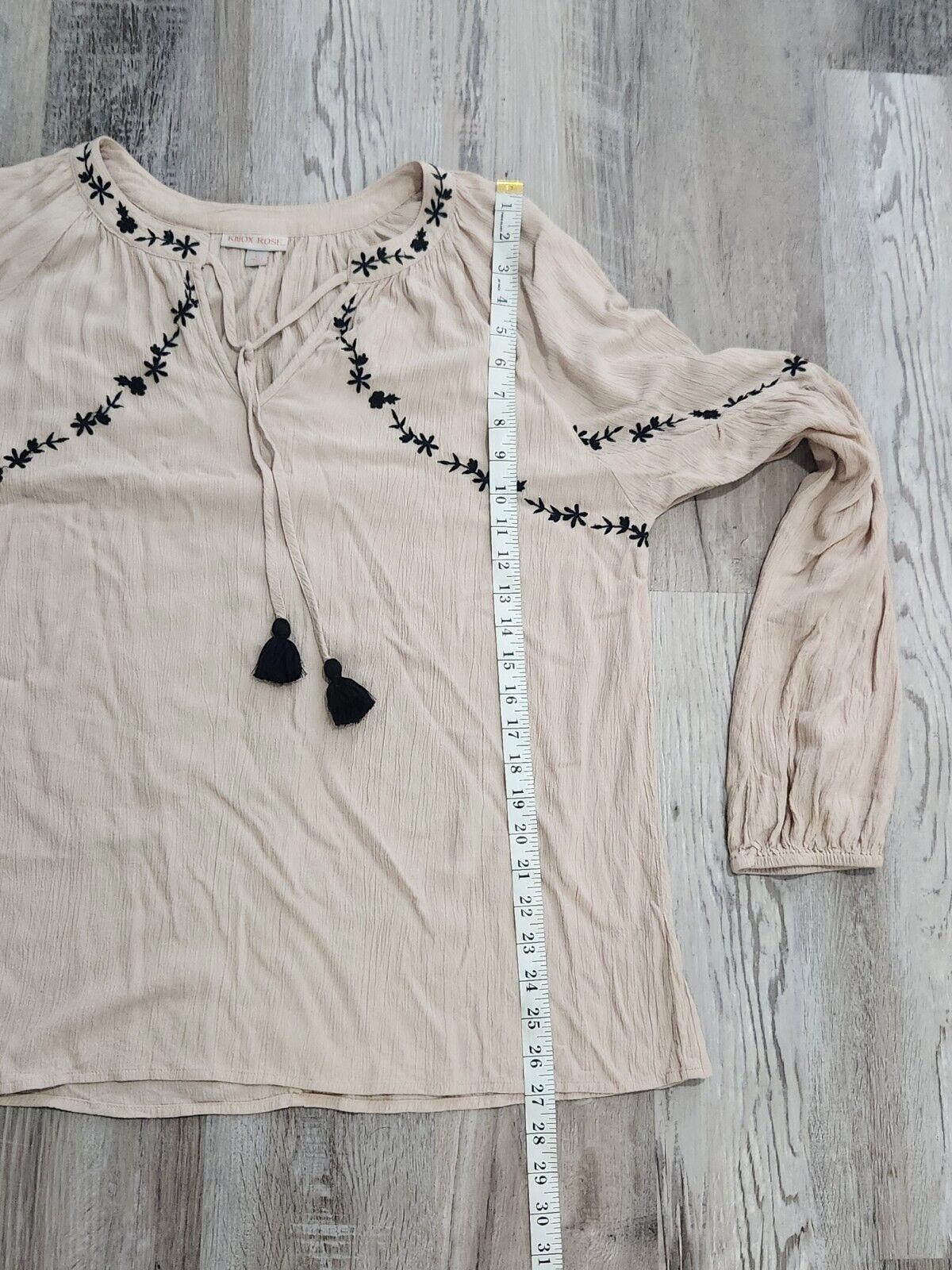 Designer Knox Rose Blouse Extra Large Cream Black Embroidered Boho Size XL / US 12-14 / IT 48-50 - 4 Thumbnail
