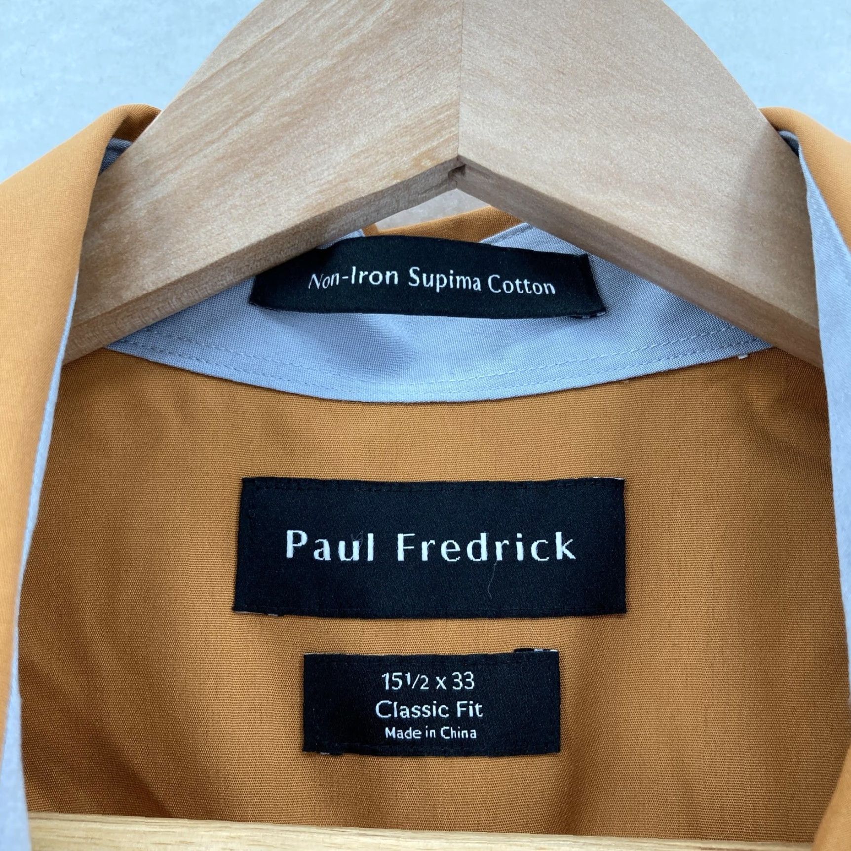 Vintage Paul Fredrick Shirt Mens 15.5 x 33 Bronze Non Iron Supima Cotton Classic Fit NWT Dress Shirt Long Sleeve Belted Cuff Size US L / EU 52-54 / 3 - 4 Thumbnail