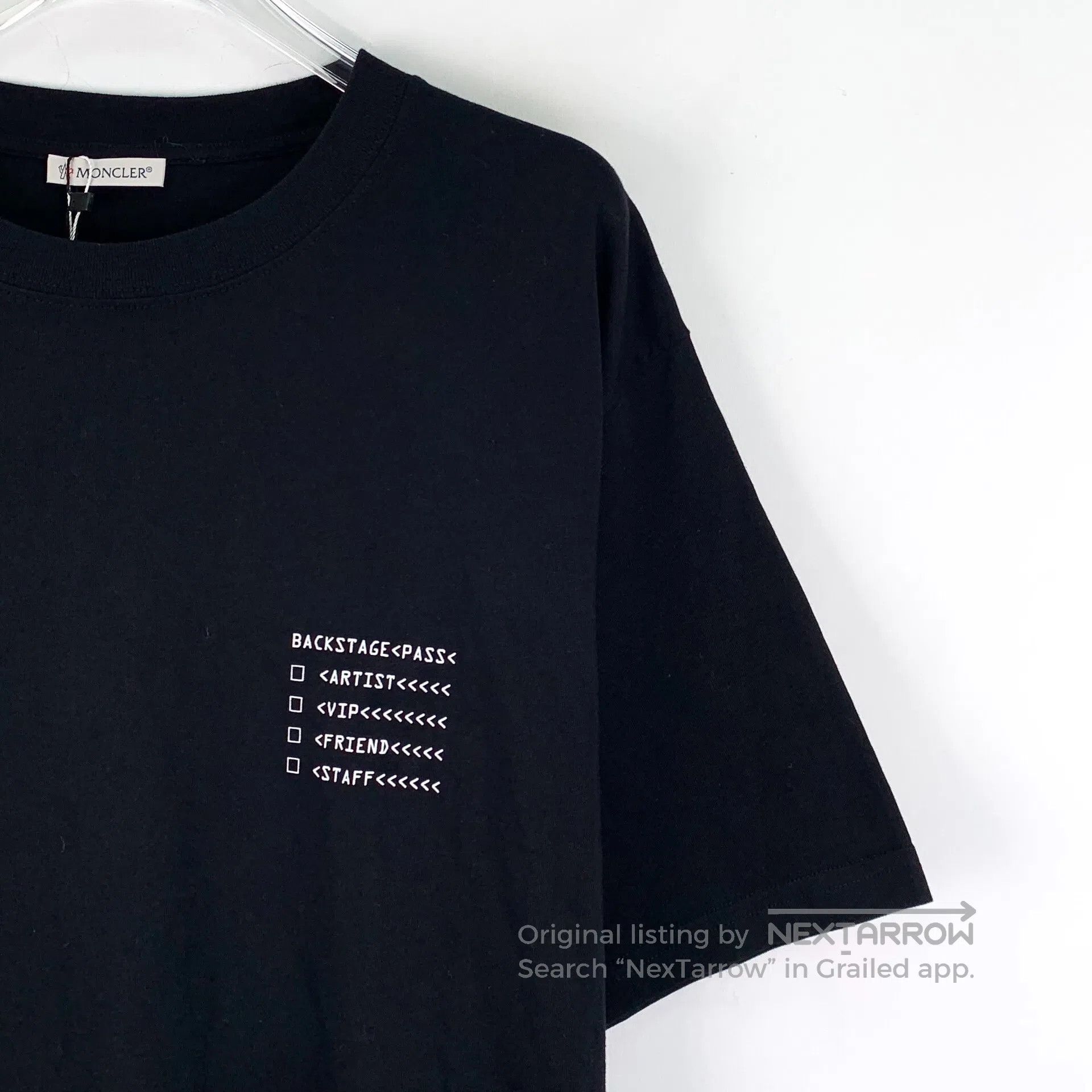 Moncler Moncler Black Letter Printed Cotton Crew Neck Short Sleeve Size US XL / EU 56 / 4 - 3 Thumbnail