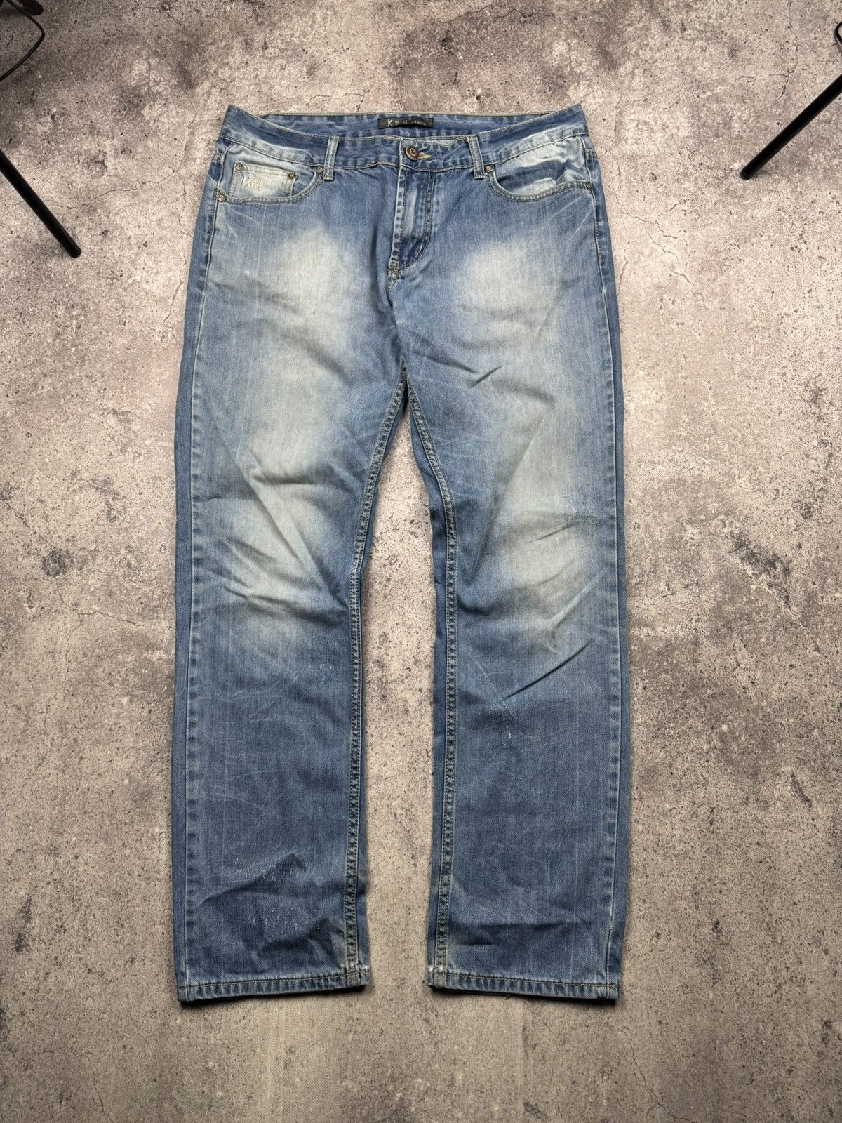 Japanese Brand Y2K Kosmo Lupo Jeans Panther Logo Back Washed Denim Ed Hardy Size US 36 / EU 52 - 1 Thumbnail