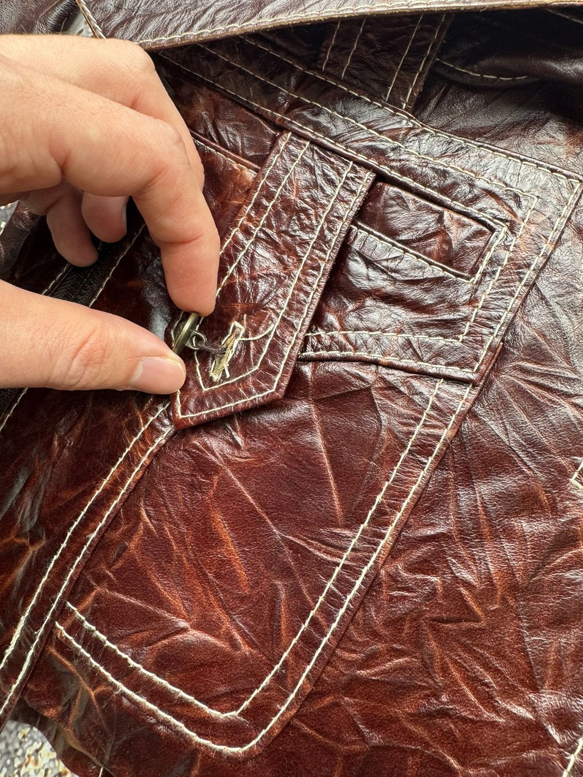 Genuine Leather × Vintage Vintage Leather Jacket With Belt Size S / US 4 / IT 40 - 6 Thumbnail