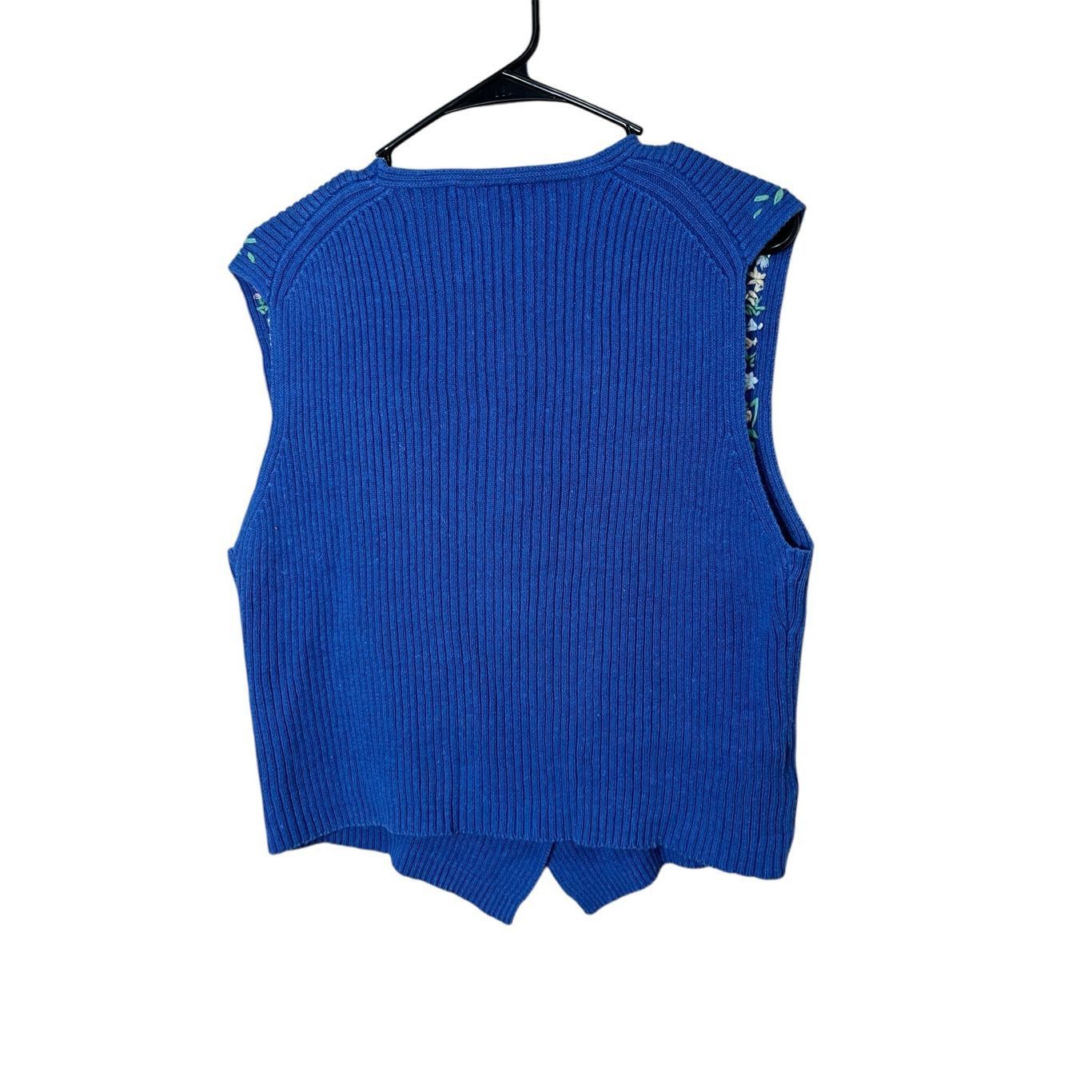 Other Vintage Susan Bristol Blue Flower Embroidered Sweater Vest S Size L / US 10 / IT 46 - 7 Thumbnail