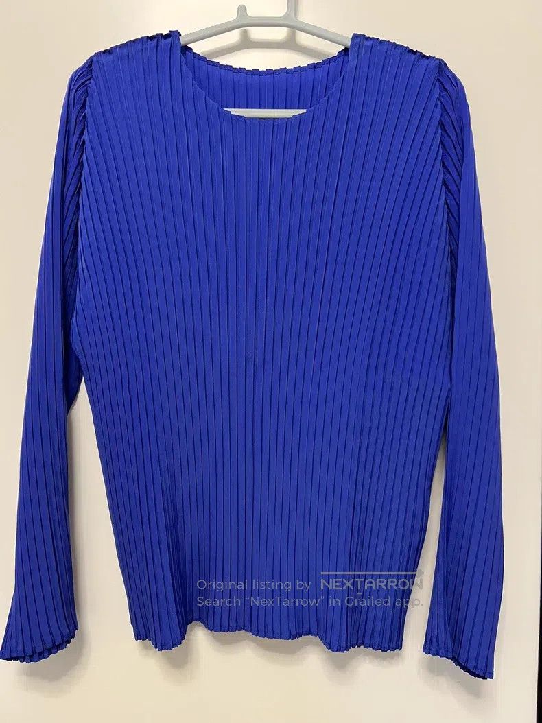 Issey Miyake Issey Miyake Blue-purple Pleated Top Size M / US 6-8 / IT 42-44 - 1 Thumbnail