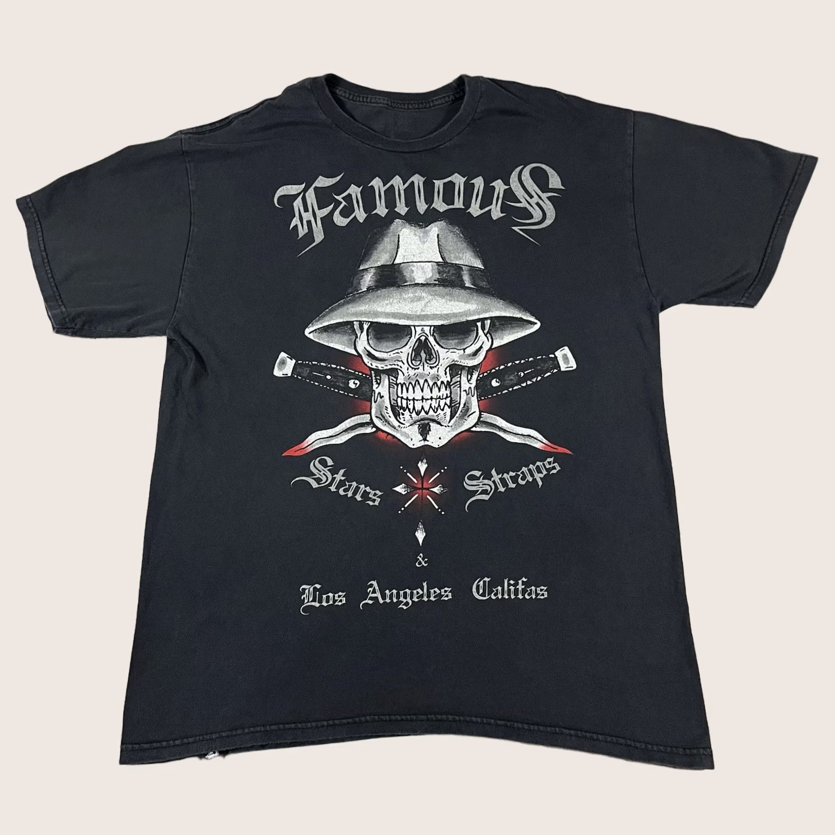 Vintage Famous Stars & Straps Shirt Mens L Vintage Y2K Los Angeles Skull Graphic Print Crew Neck Black Cotton T-Shirt 90s Punk Rock Streetwear Size US L / EU 52-54 / 3 - 1 Thumbnail