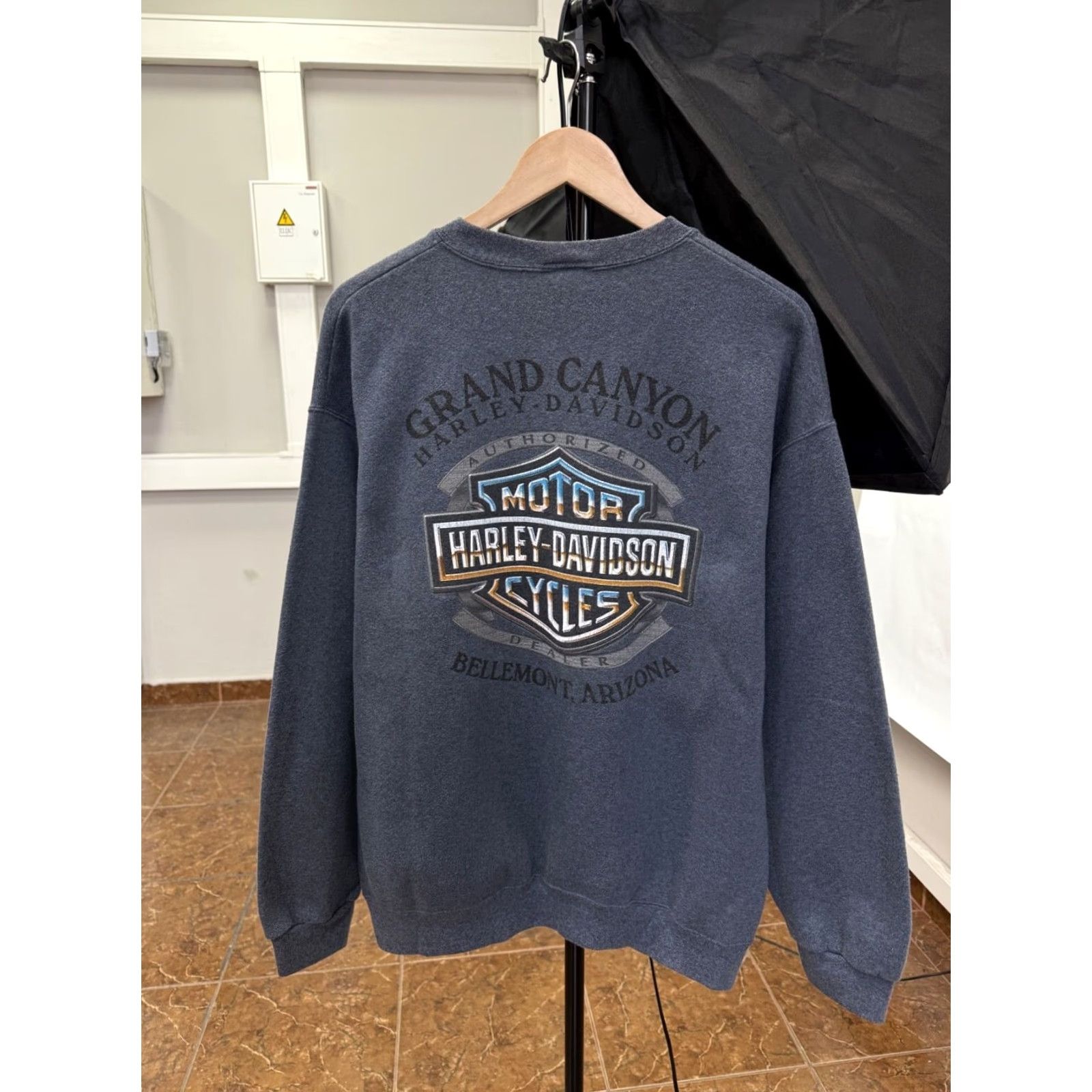 Harley Davidson VINTAGE Harley-Davidson Sweatshirt Shirt Mens L Blue Grand Canyon Arizona Y2K" Size US L / EU 52-54 / 3 - 2 Thumbnail