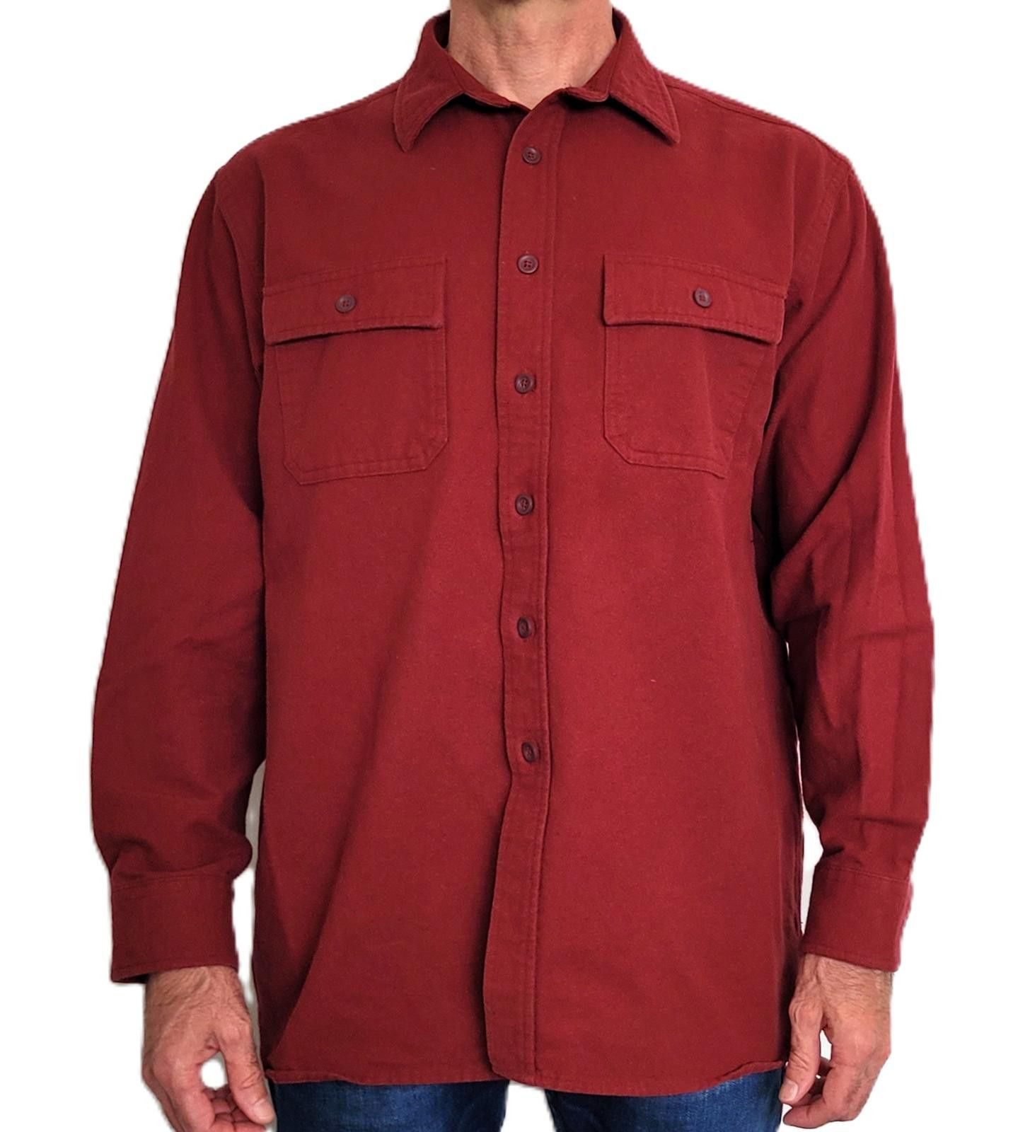 L.L. Bean L.L. Bean Men’s Large Button Shirt Maroon Heavy Cotton Size US L / EU 52-54 / 3 - 1 Thumbnail