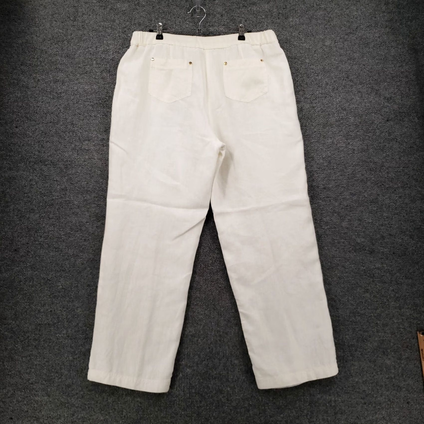 JM Collection JM Collection Pants Womens 14P Petite White High Rise Linen Stretch Drawstring Pants Womens 14P Petite White High Rise Linen Stretch Drawstring Size 36" / US 14 / IT 50 - 2 Thumbnail