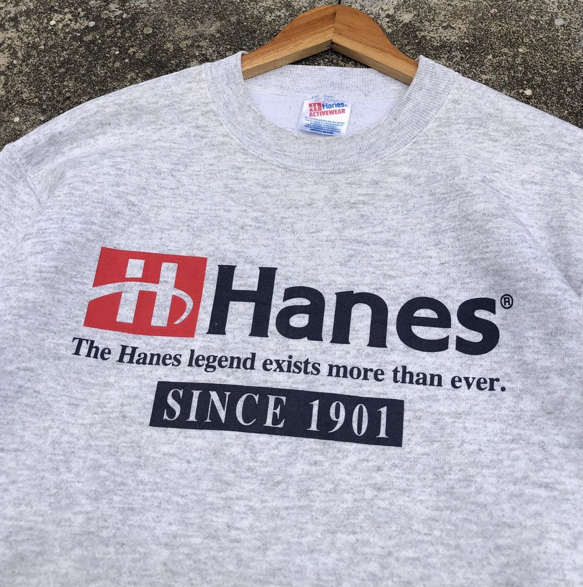 Vintage Vintage 90s Hanes Print Logo Sweatshirt Size US M / EU 48-50 / 2 - 3 Thumbnail