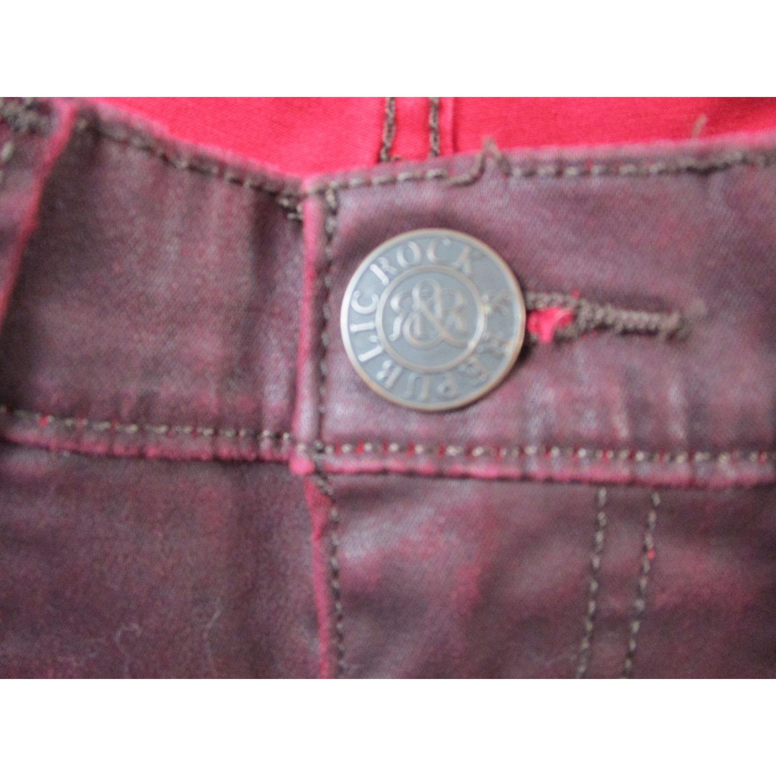Rock & Republic Rock & Republic Jeans Womens 31 Dark Red Skinny Slim Coated Size 31" - 4 Thumbnail