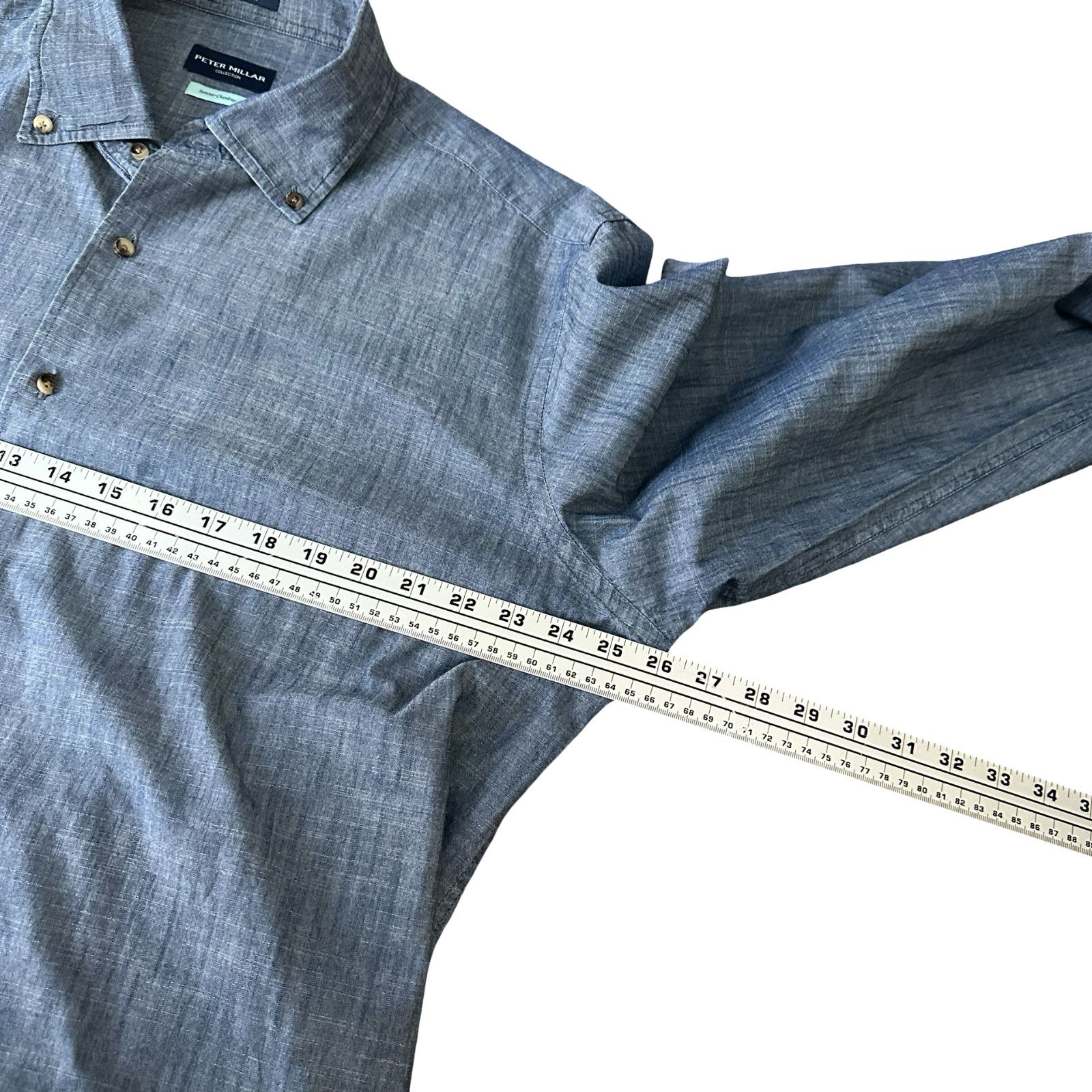 Peter Millar Peter Millar Summer Chambray Shirt Men’s XL Blue Button-Down Size US XL / EU 56 / 4 - 7 Thumbnail