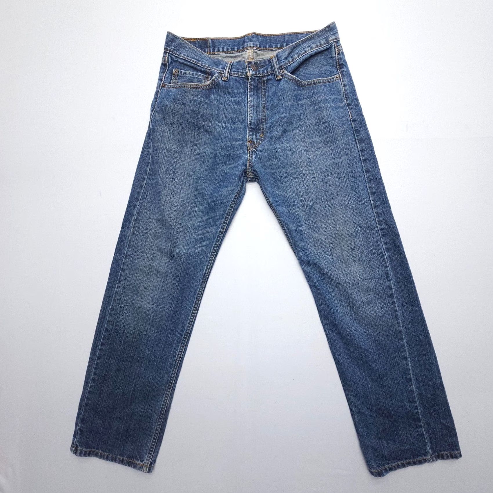 Levi's Levi's 505 Straight Jeans Mens 32 x 30 Regular Denim Blue Dark Wash 5-Pocket Logo Vintage No N/A Size US 32 / EU 48 - 2 Thumbnail