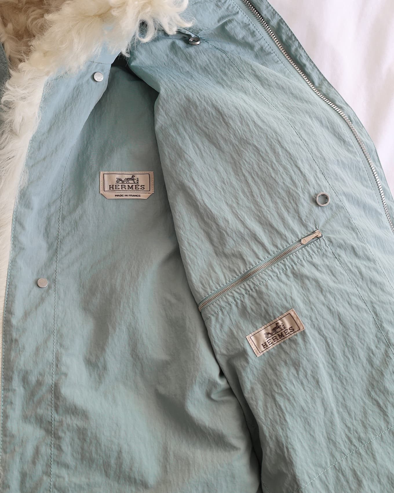 Hermes $20,000 Mens FW22 Blue Lamb Fur Lined Runway Jacket Size US S / EU 44-46 / 1 - 9 Thumbnail
