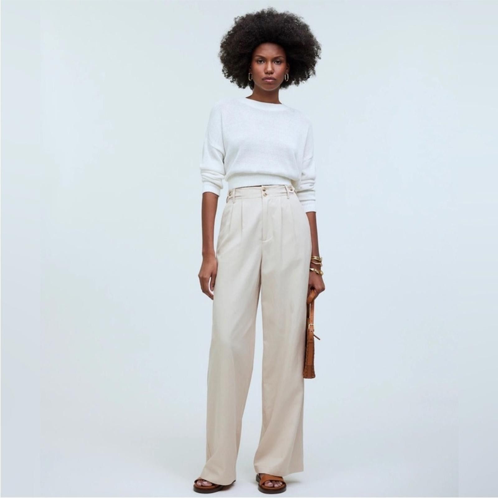 Madewell Madewell Cream Wide-Leg Pants Size 27" / US 4 / IT 40 - 2 Thumbnail