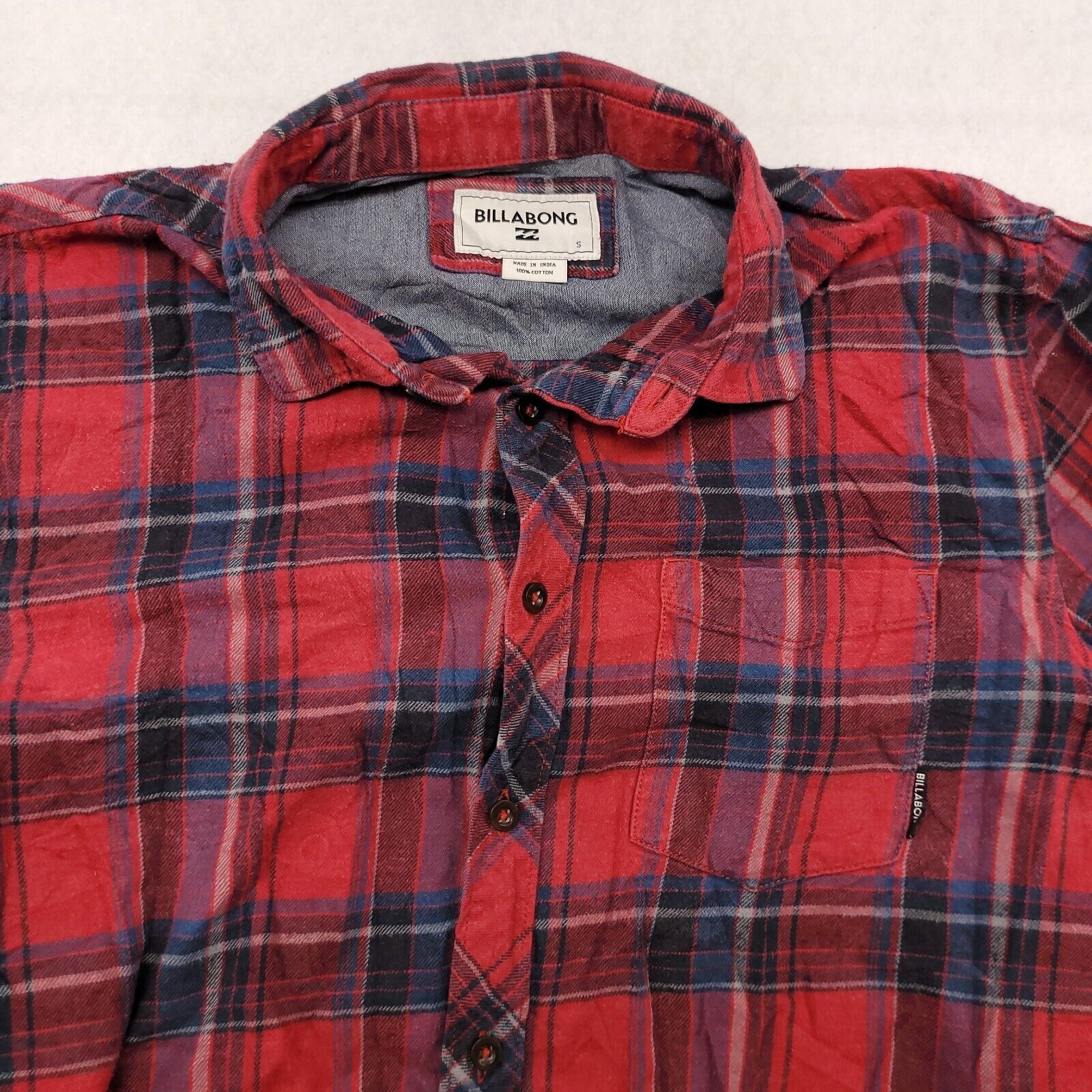 Billabong Billabong Tartan Flannel Shirt Mens Size Small S Red Blue Size US S / EU 44-46 / 1 - 1 Thumbnail